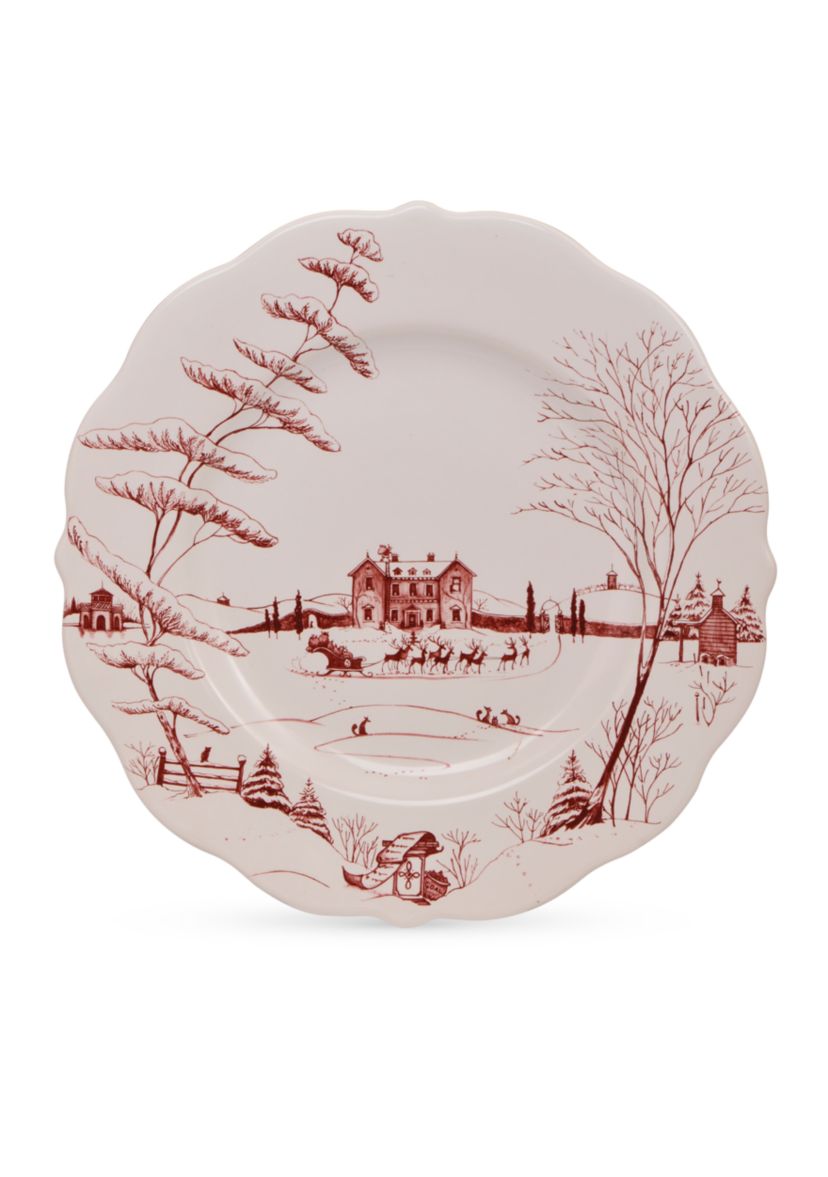 Winter Frolic Ruby Dinner Plate Christmas Eve