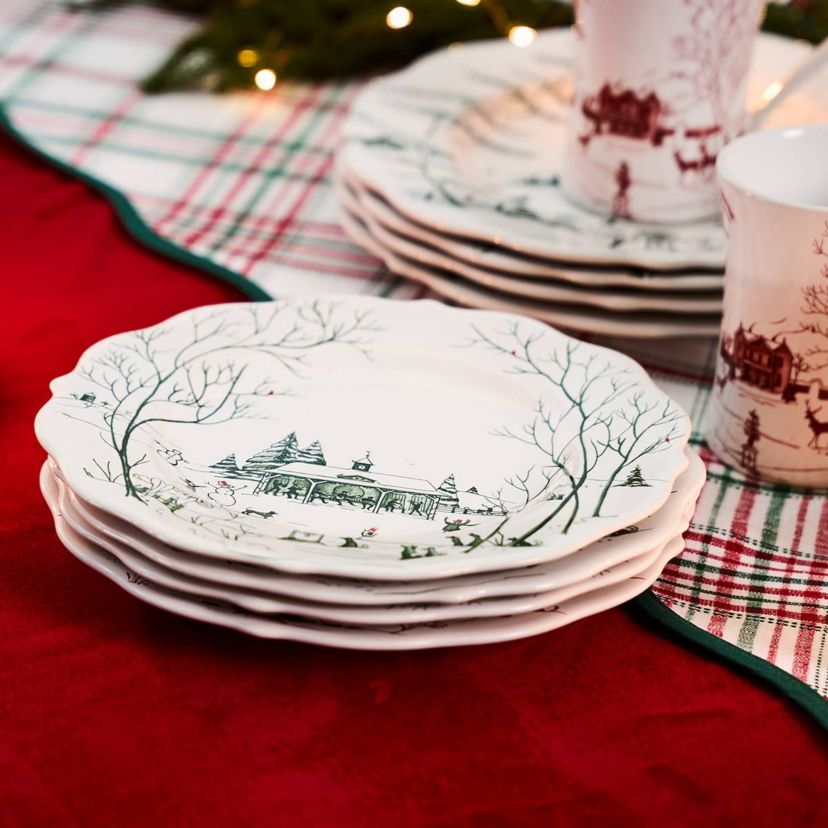 Country Estate Winter Frolic Dessert/Salad Plate - Evergreen