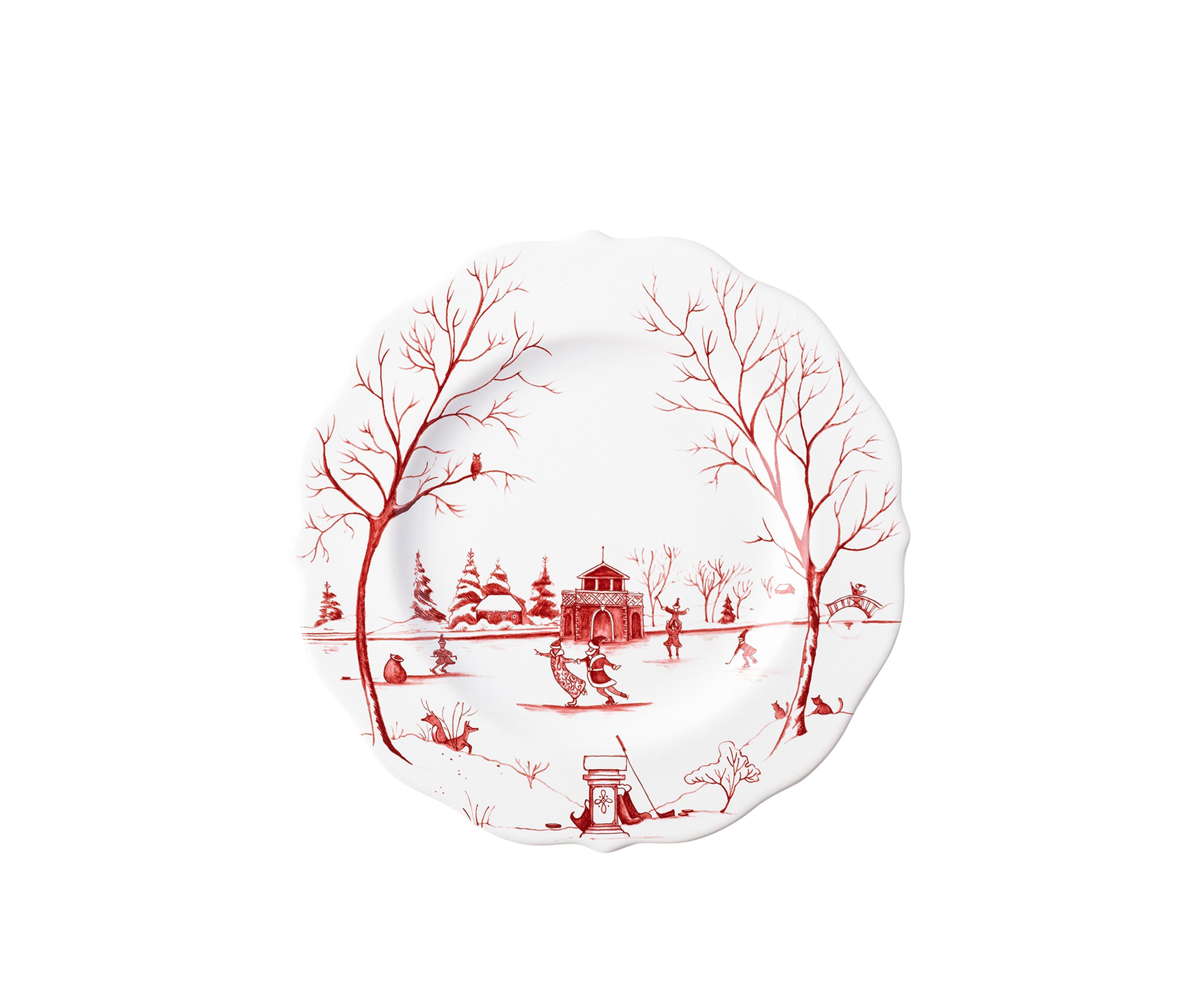 Country Estate Winter Frolic The Claus Christmas Day Ruby Dessert/Salad Plate
