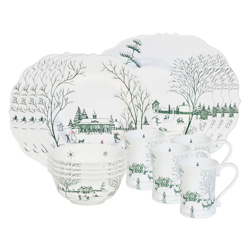 Country Estate Winter Frolic 16pc Place Setting - Evergreen