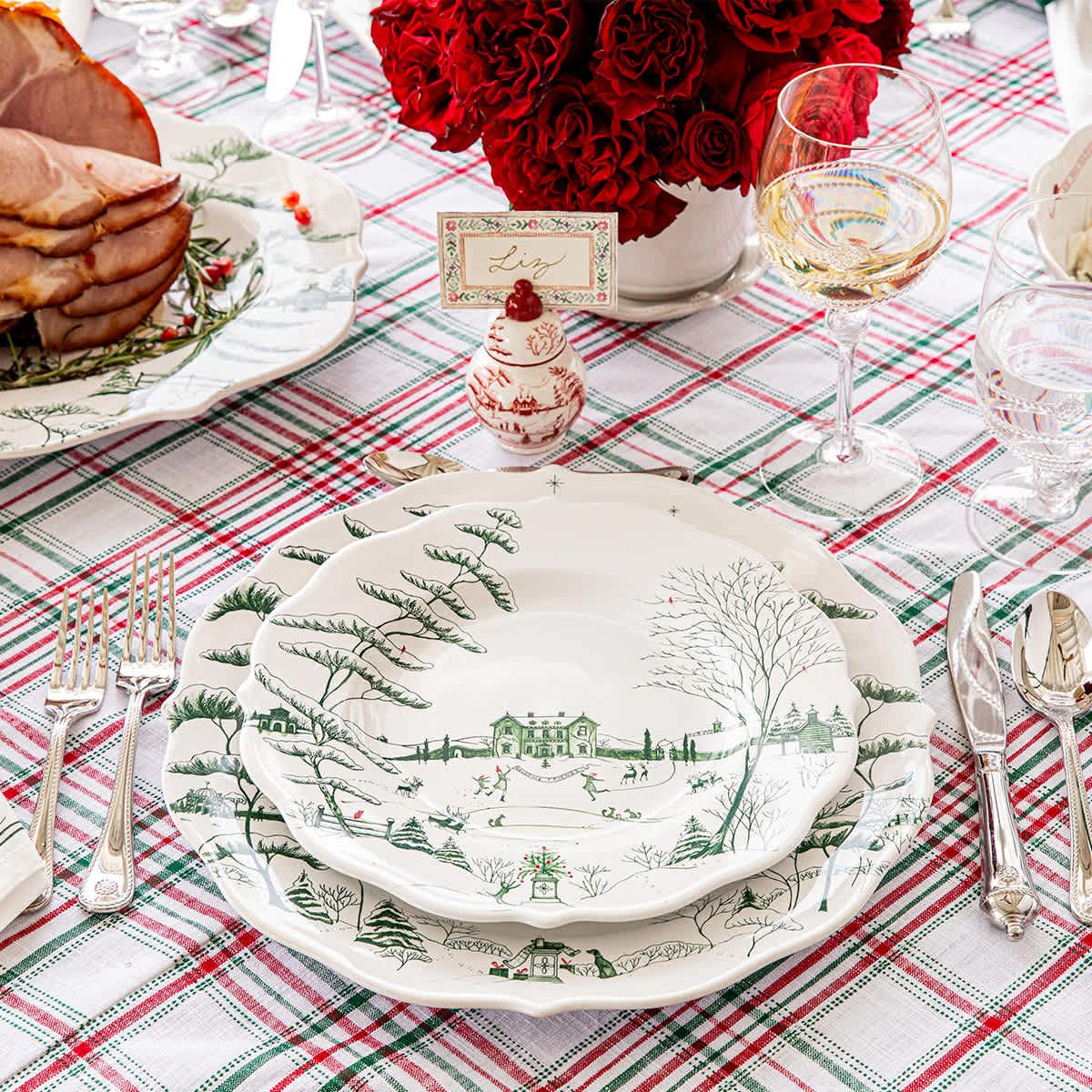 Country Estate Winter Frolic 16pc Place Setting - Evergreen
