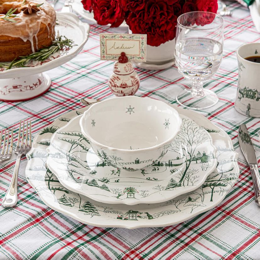 Country Estate Winter Frolic 16pc Place Setting - Evergreen