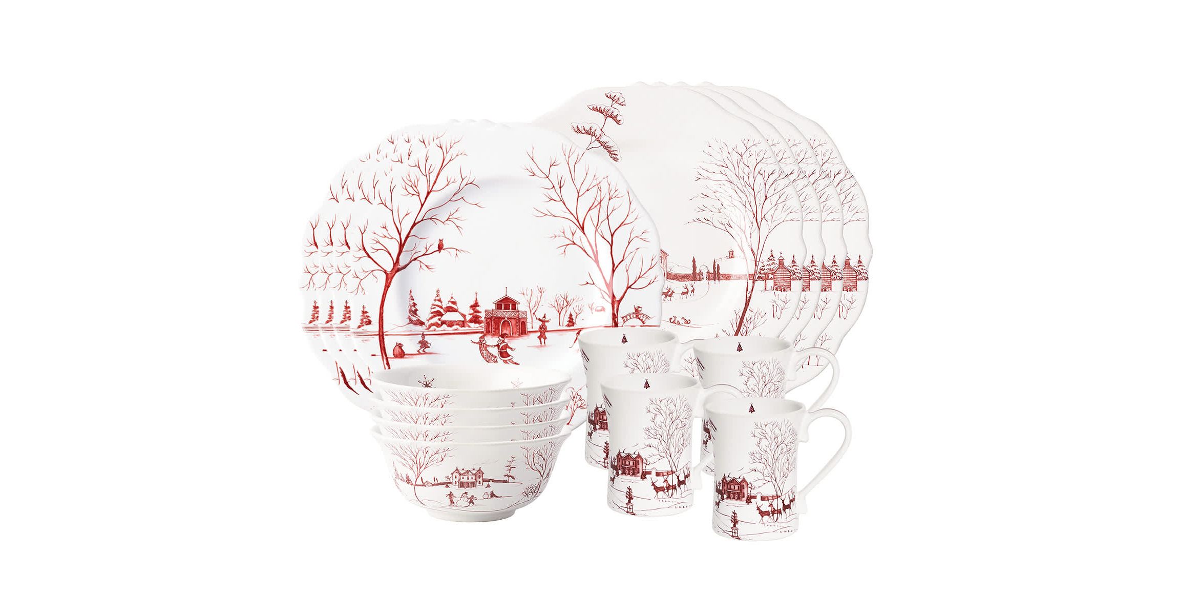 Country Estate Winter Frolic 16pc Place Setting - Ruby