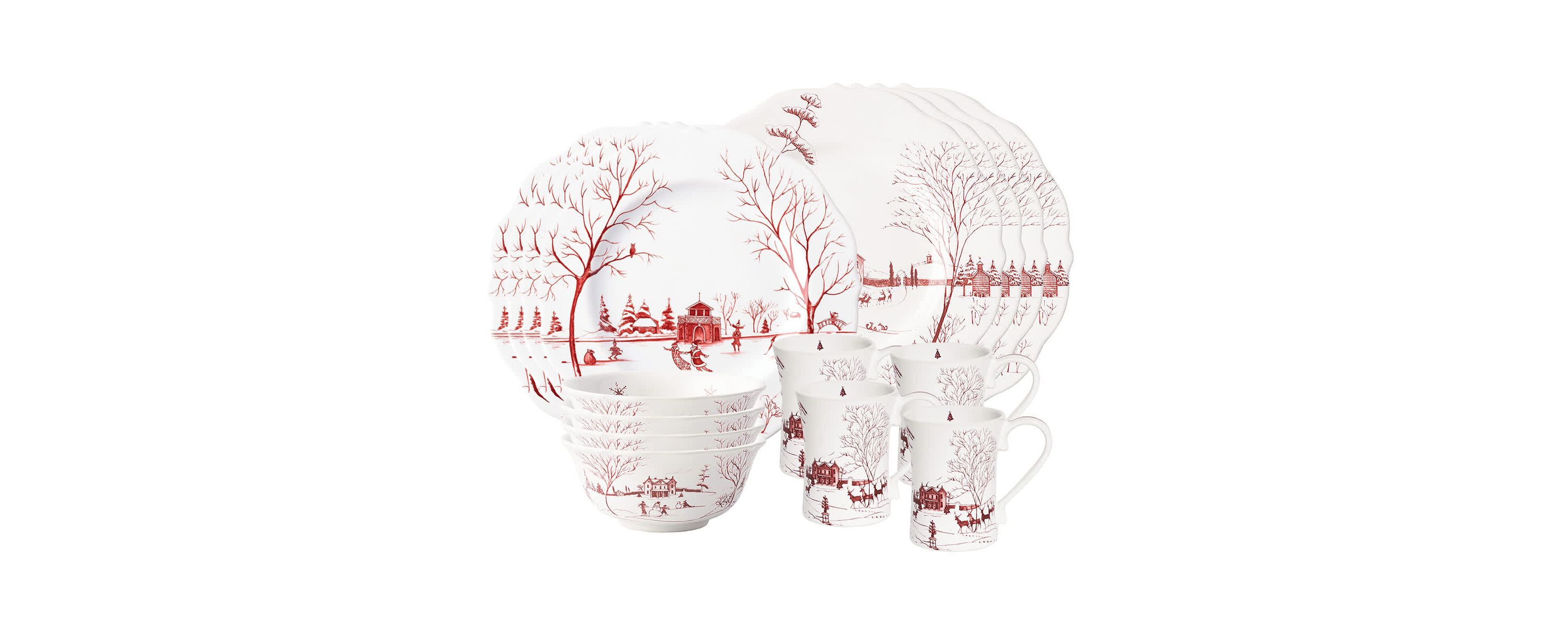 Country Estate Winter Frolic 16pc Place Setting - Ruby