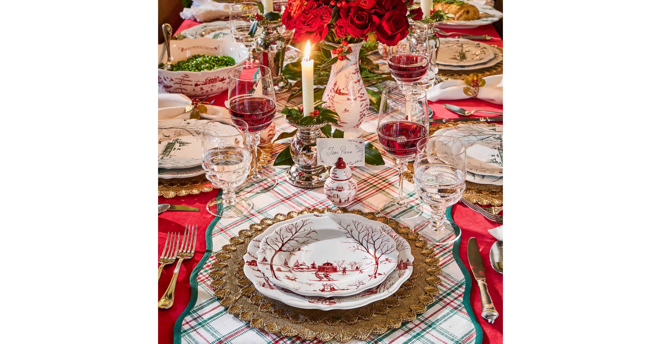 Country Estate Winter Frolic 16pc Place Setting - Ruby