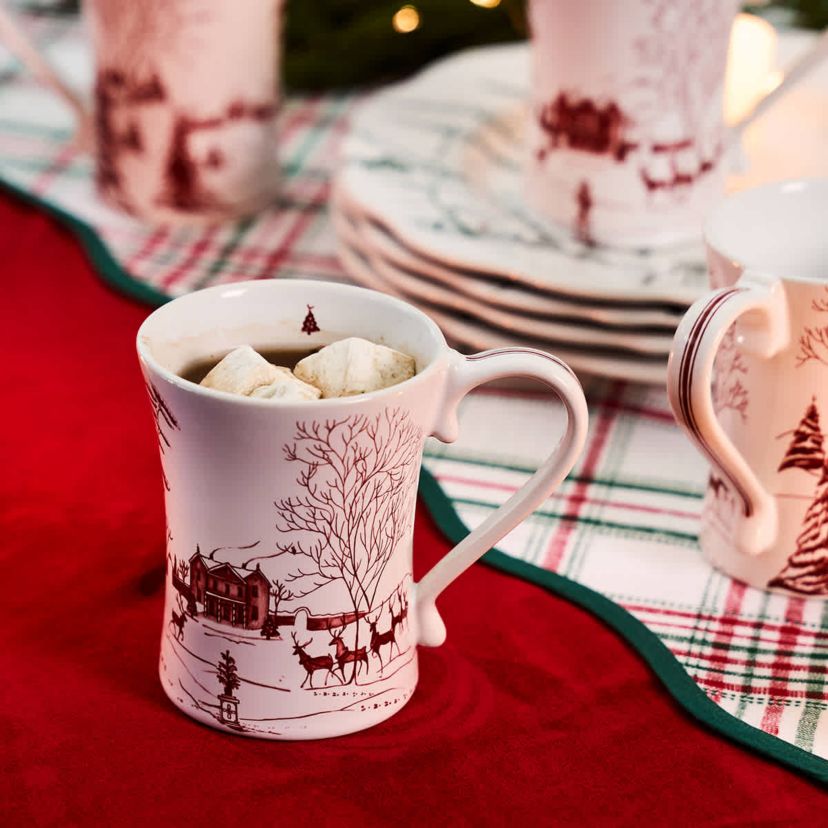 Country Estate Winter Frolic 16pc Place Setting - Ruby