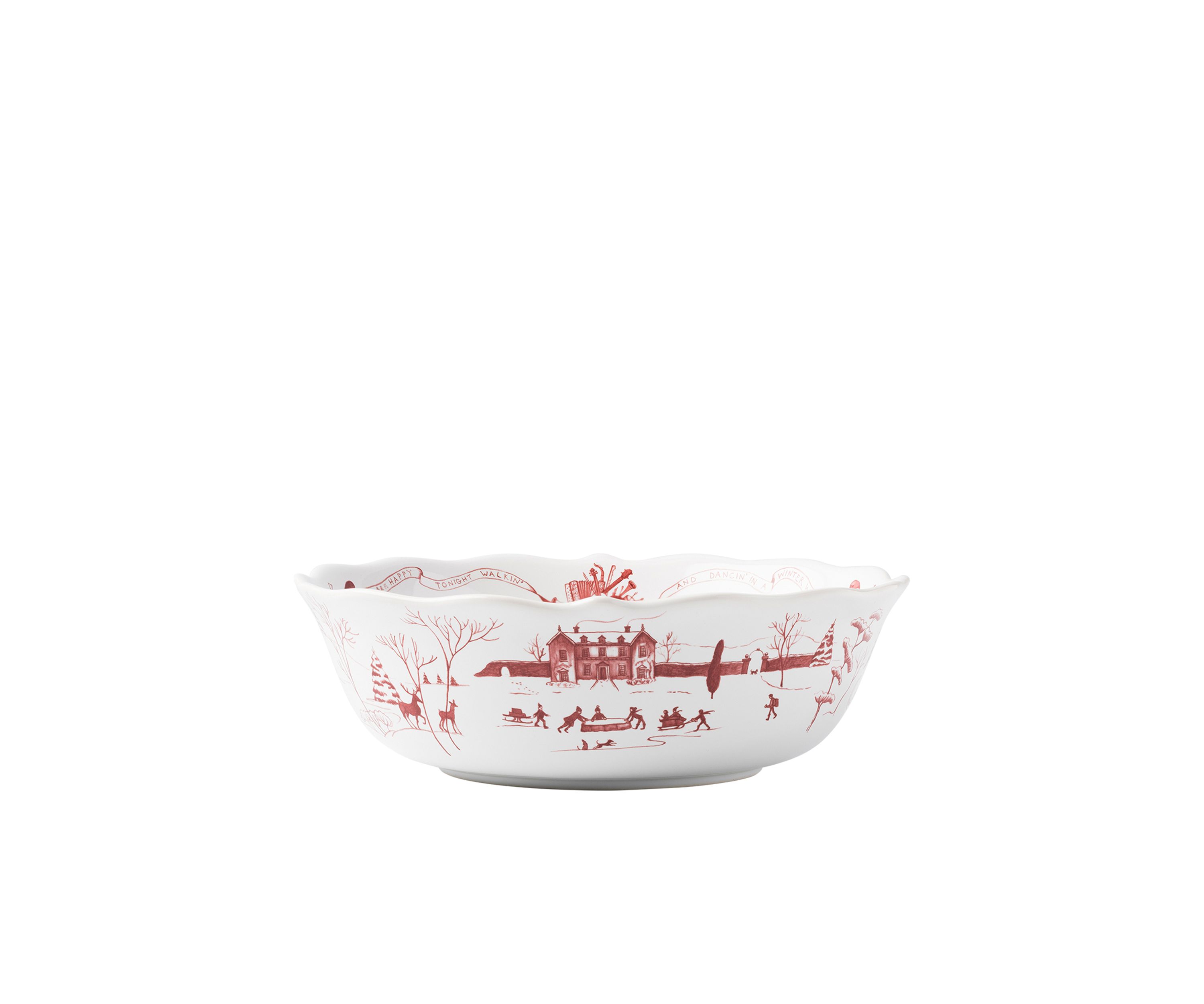 Country Estate Winter Frolic Ruby Serving Bowl