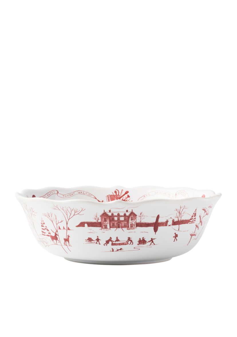 Country Estate Winter Frolic Ruby Serving Bowl