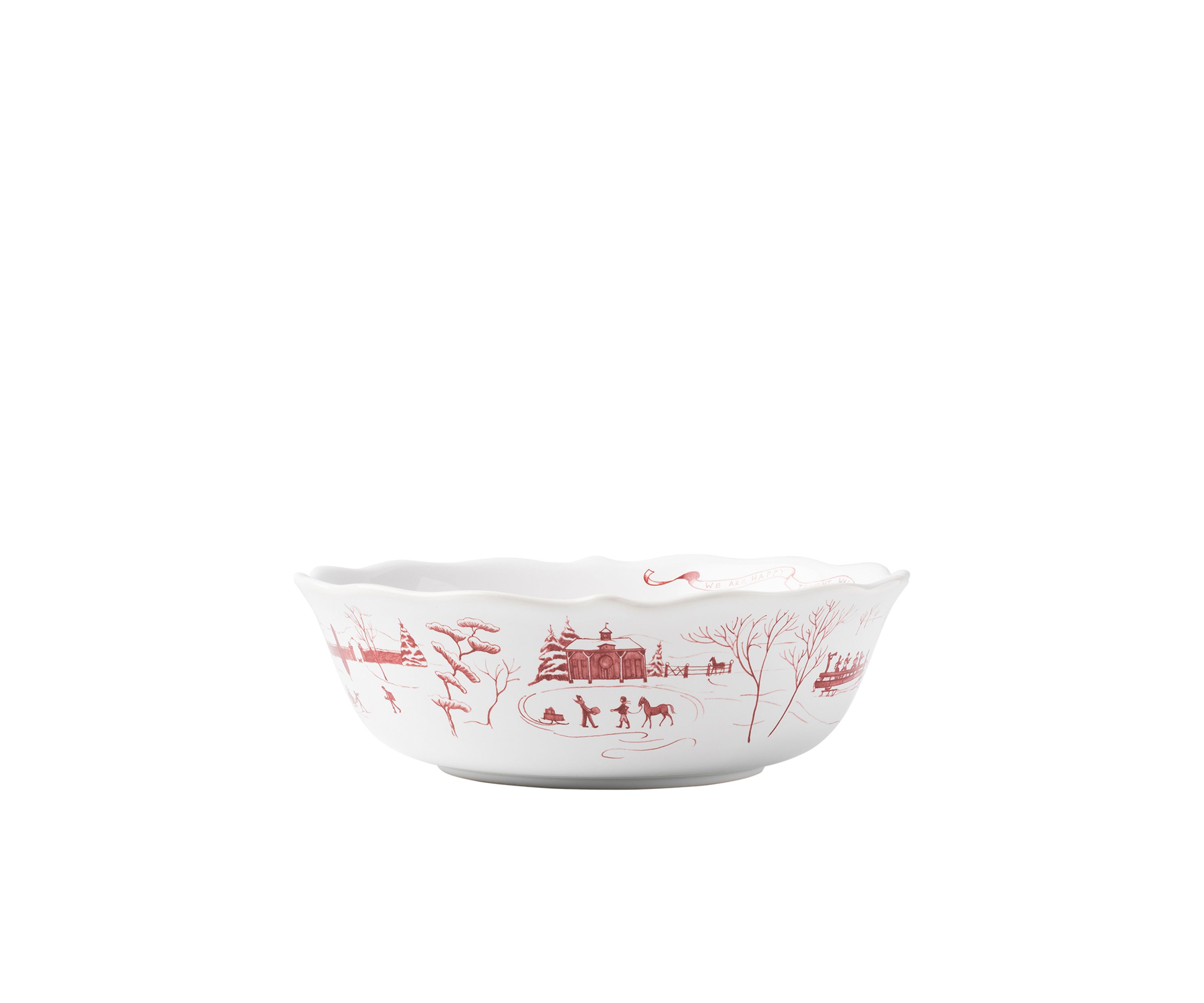 Country Estate Winter Frolic Ruby Serving Bowl