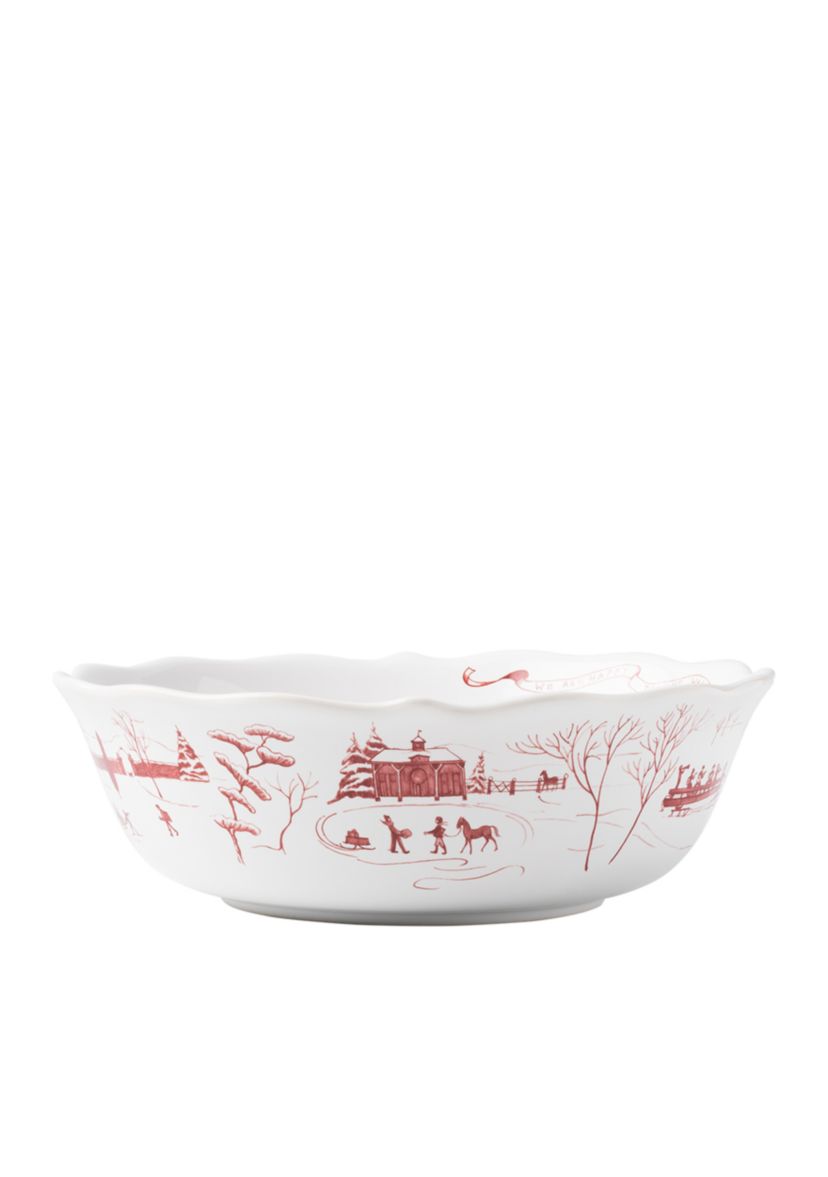 Country Estate Winter Frolic Ruby Serving Bowl