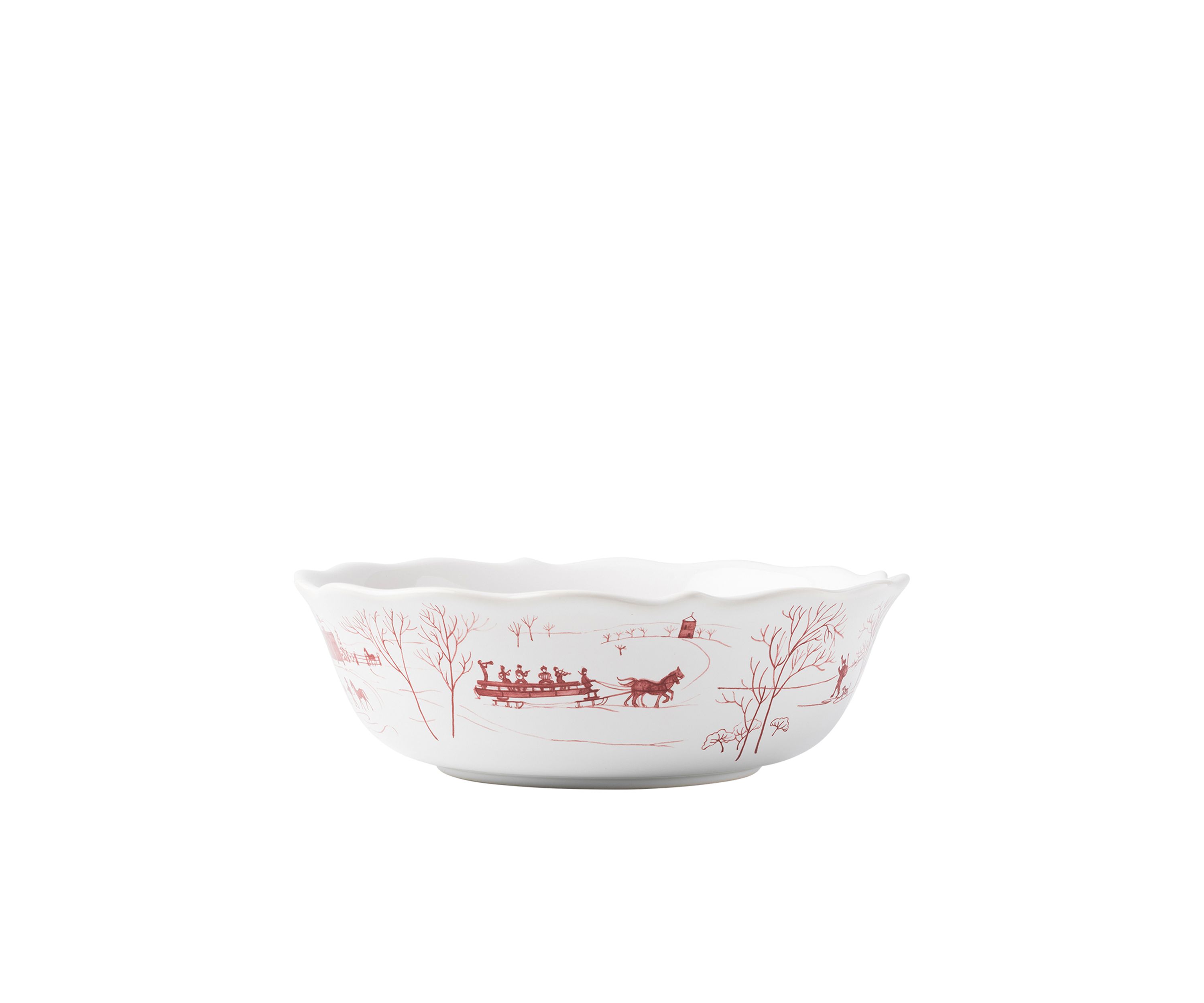 Country Estate Winter Frolic Ruby Serving Bowl