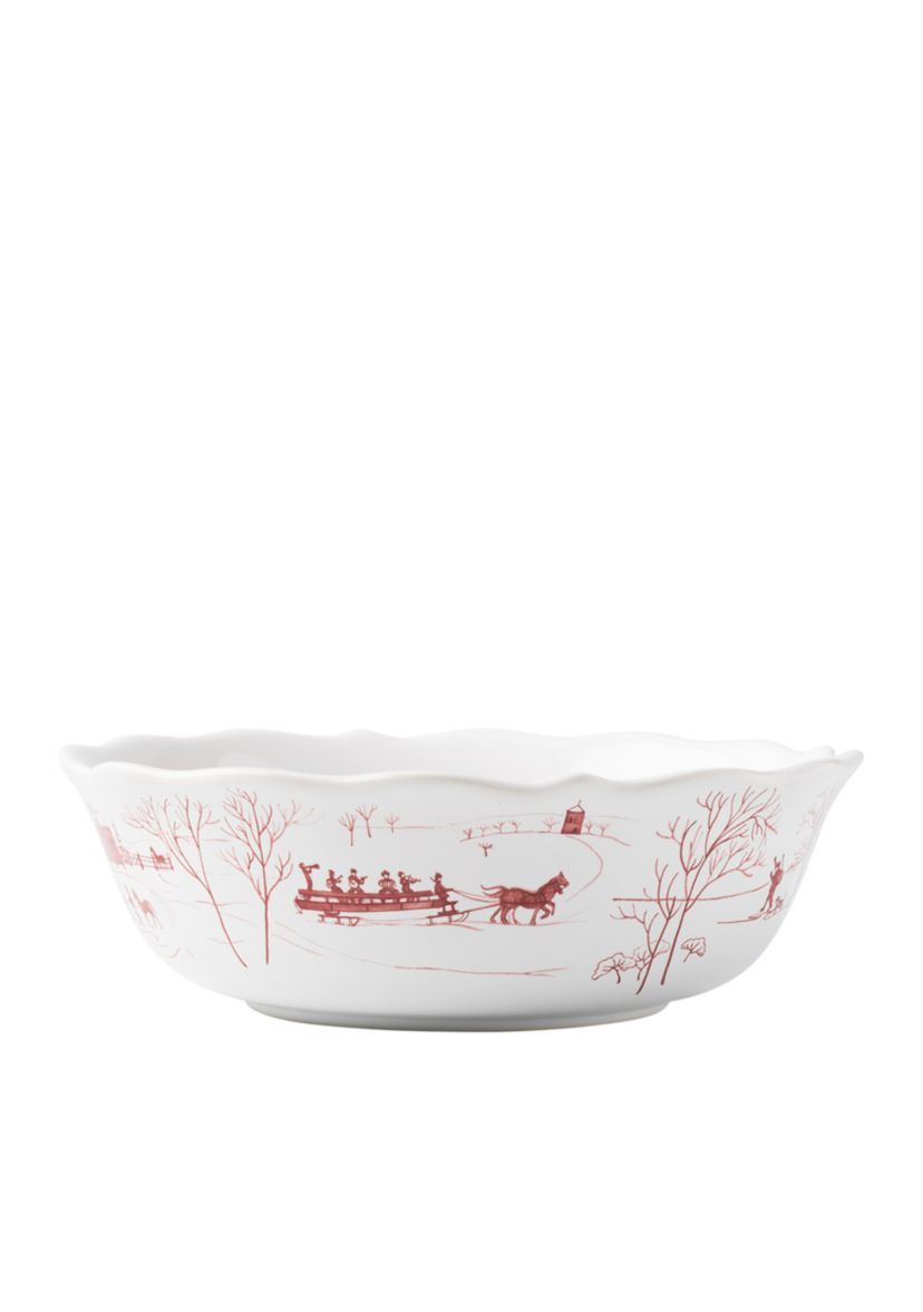 Country Estate Winter Frolic Ruby Serving Bowl