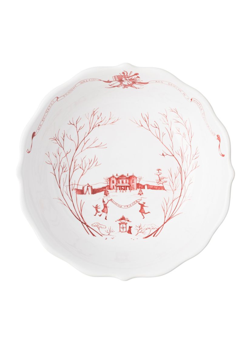 Country Estate Winter Frolic Ruby Serving Bowl