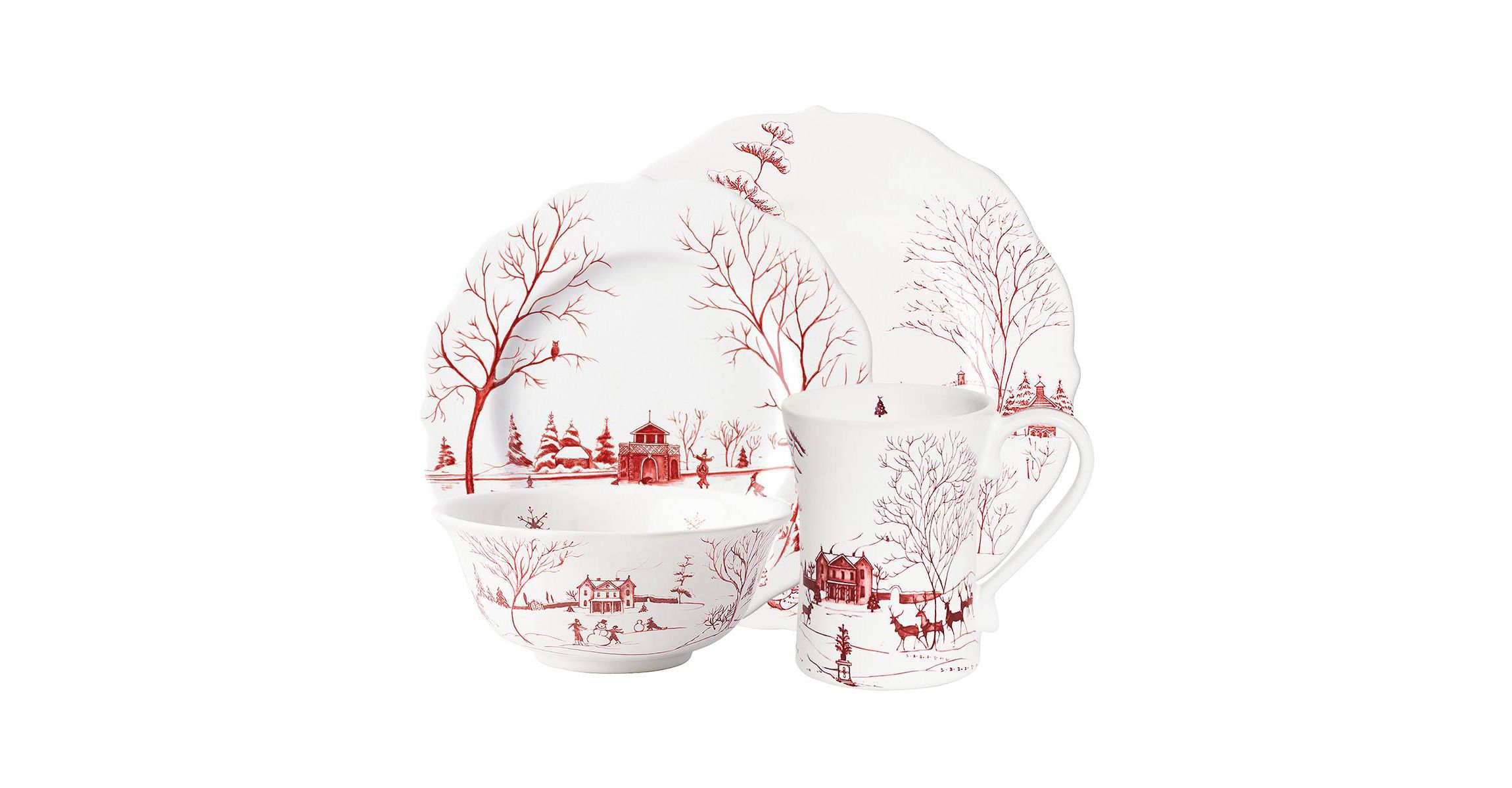 Country Estate Winter Frolic 4pc Place Setting - Ruby