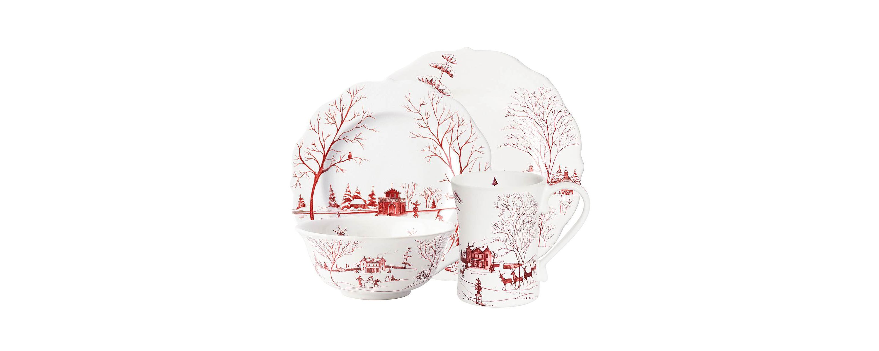 Country Estate Winter Frolic 4pc Place Setting - Ruby
