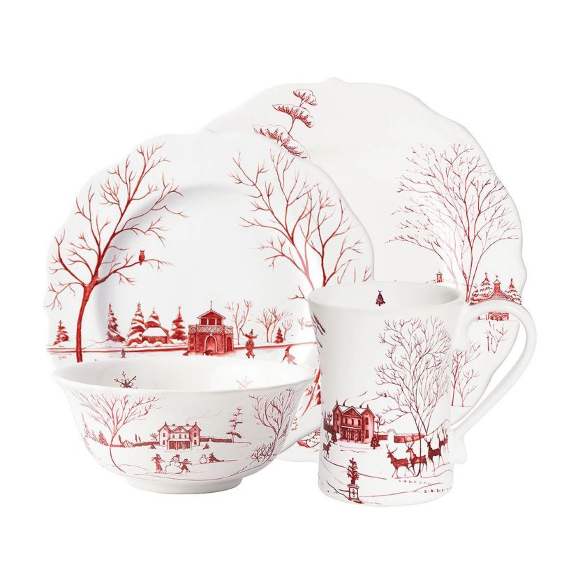 Country Estate Winter Frolic 4pc Place Setting - Ruby