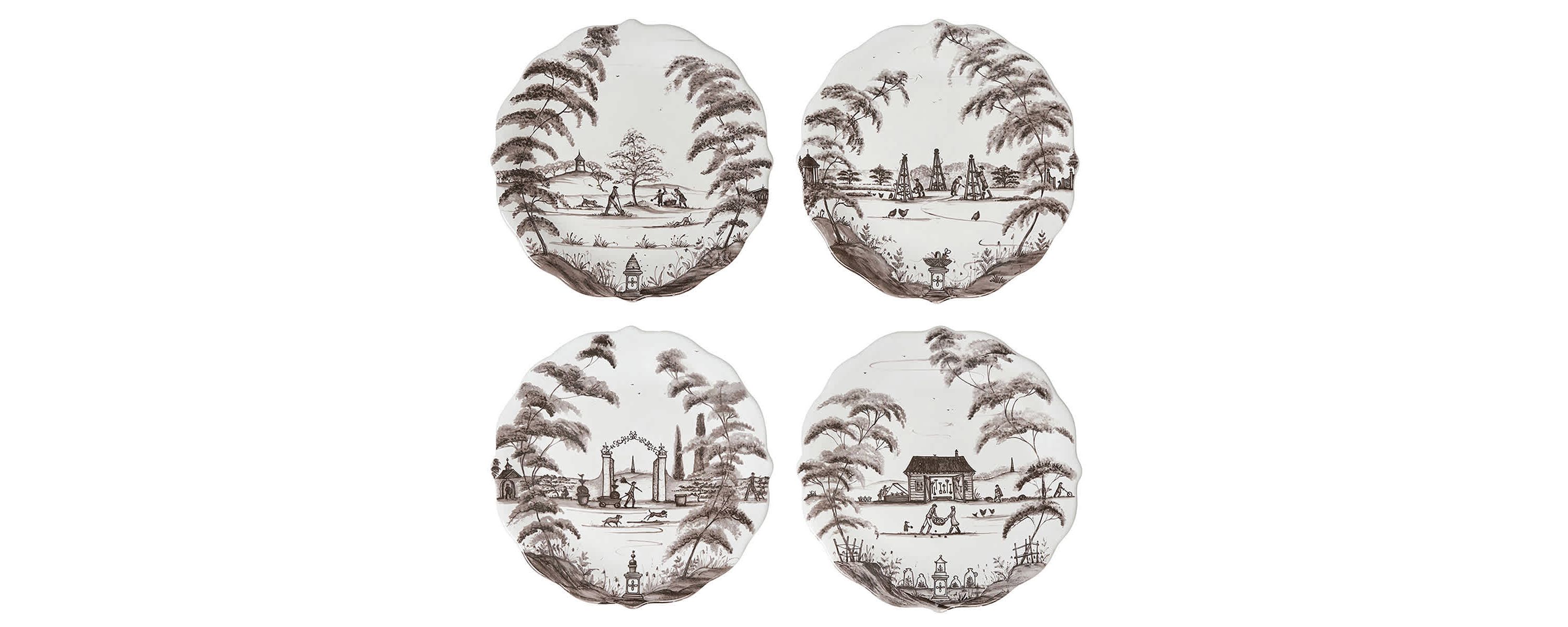 Country Estate Party Plate Assorted Set/4 - Flint Grey