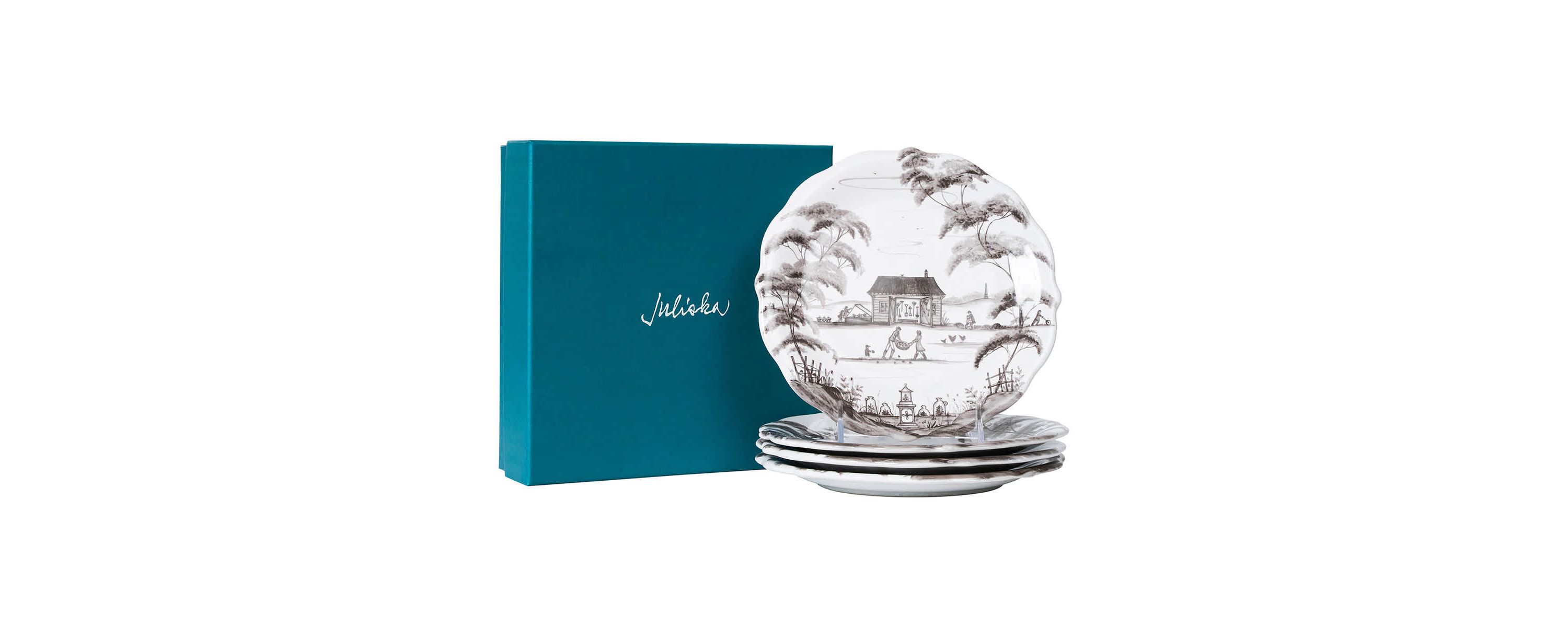 Country Estate Party Plate Assorted Set/4 - Flint Grey