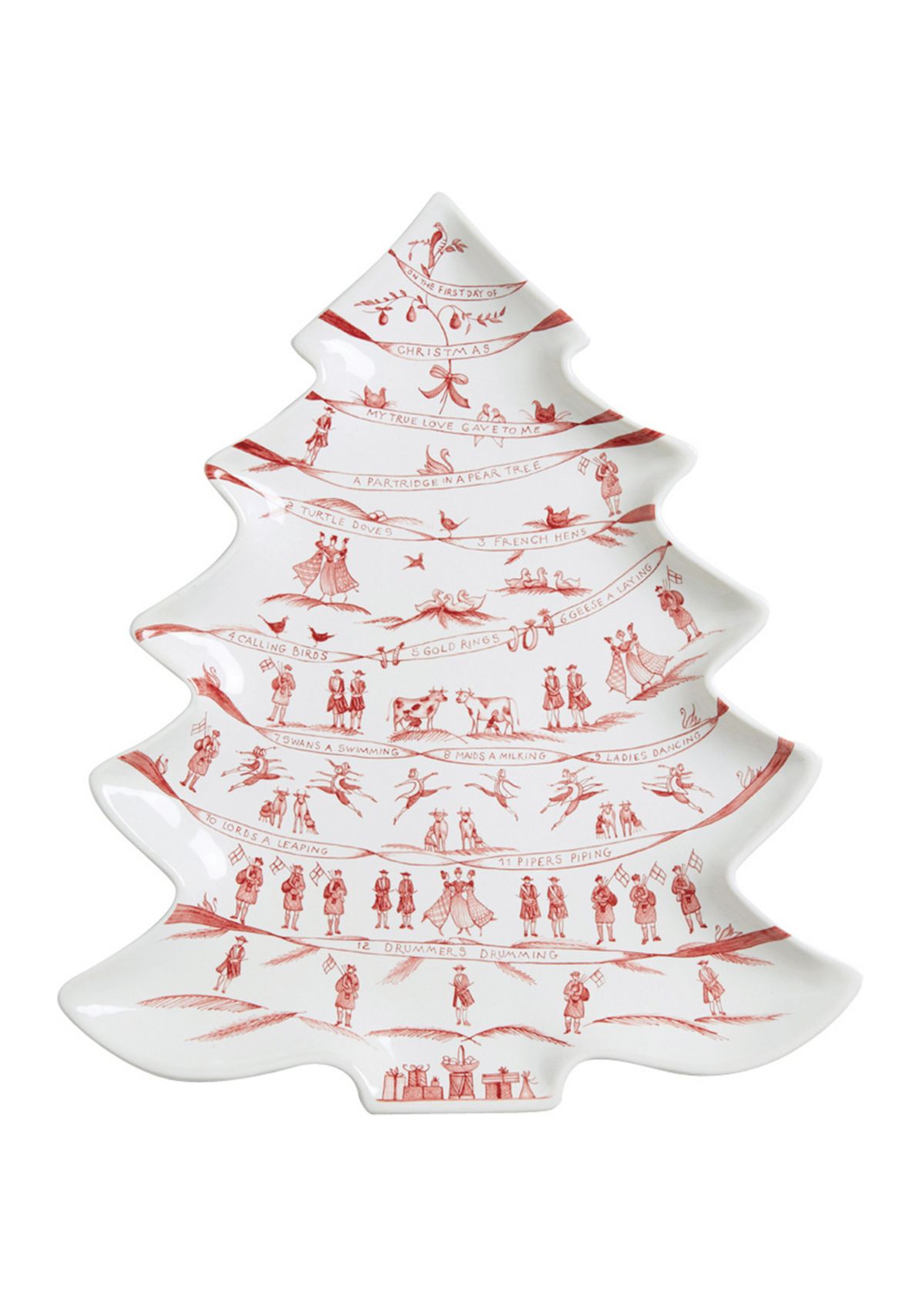Country Estate Winter Frolic Ruby Tree Platter 12 Days of Christmas  