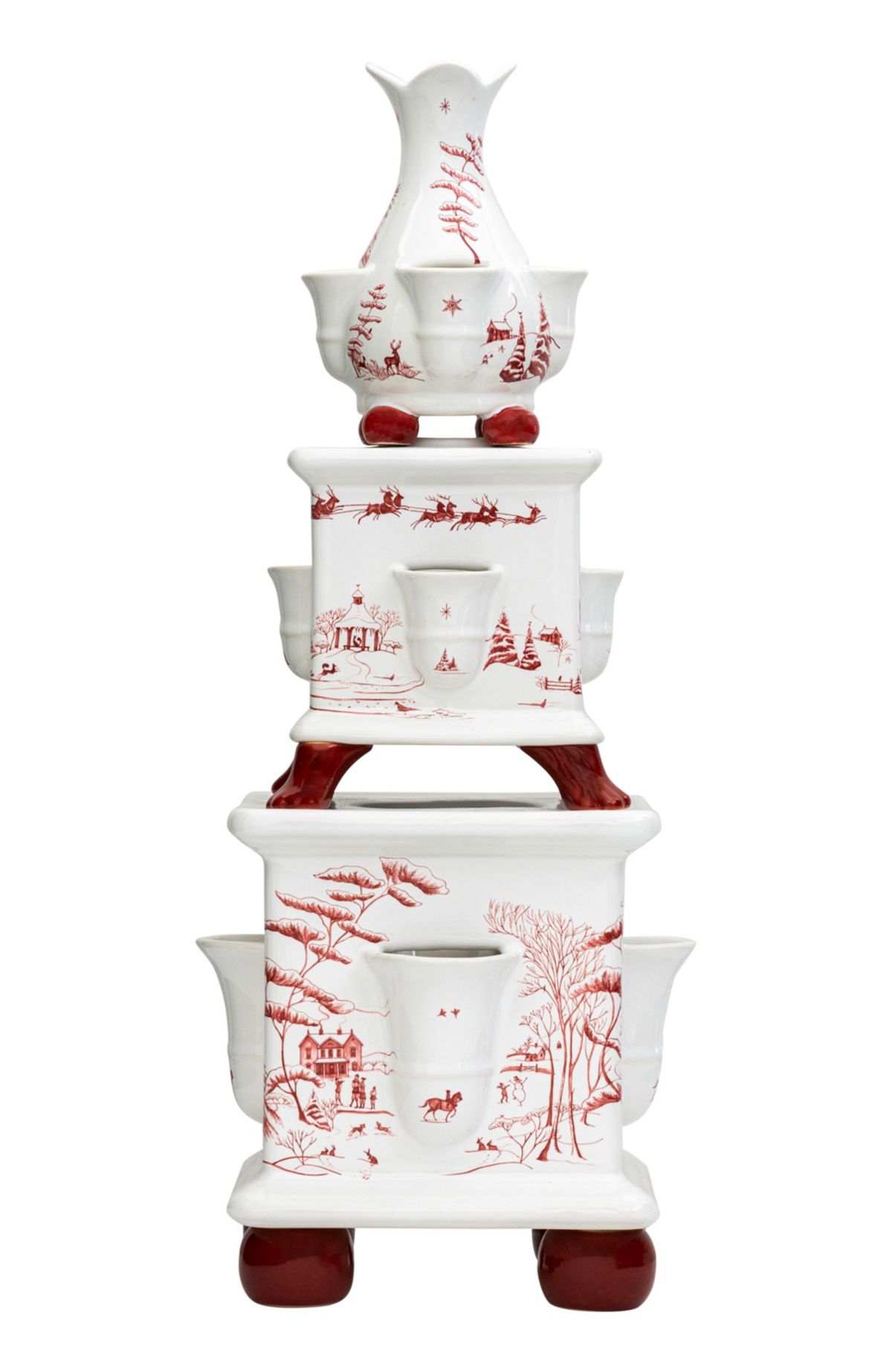 Country Estate Winter Frolic Tulipiere Tower Set/3pc