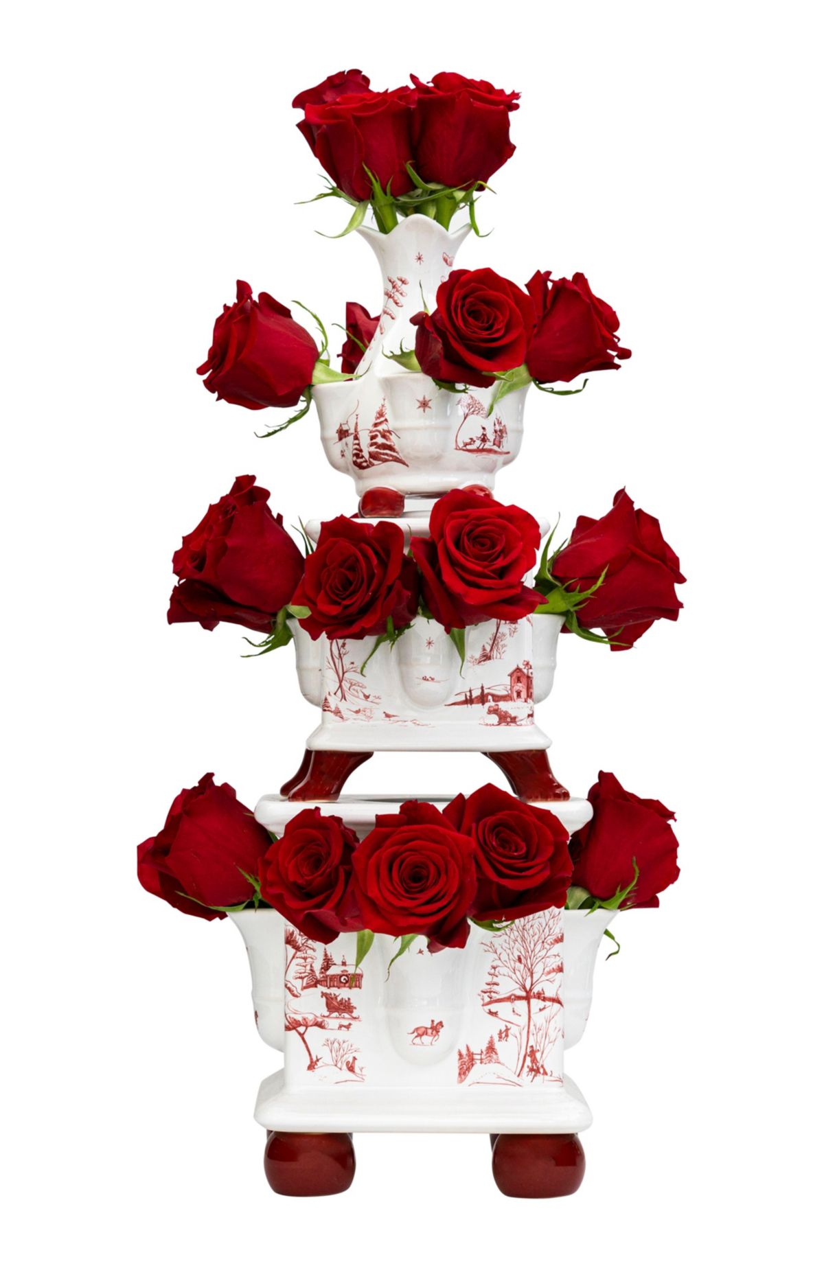Country Estate Winter Frolic Tulipiere Tower Set/3pc