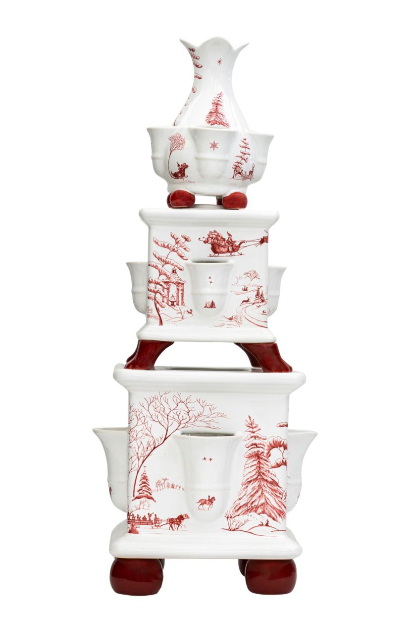 Country Estate Winter Frolic Tulipiere Tower Set/3pc