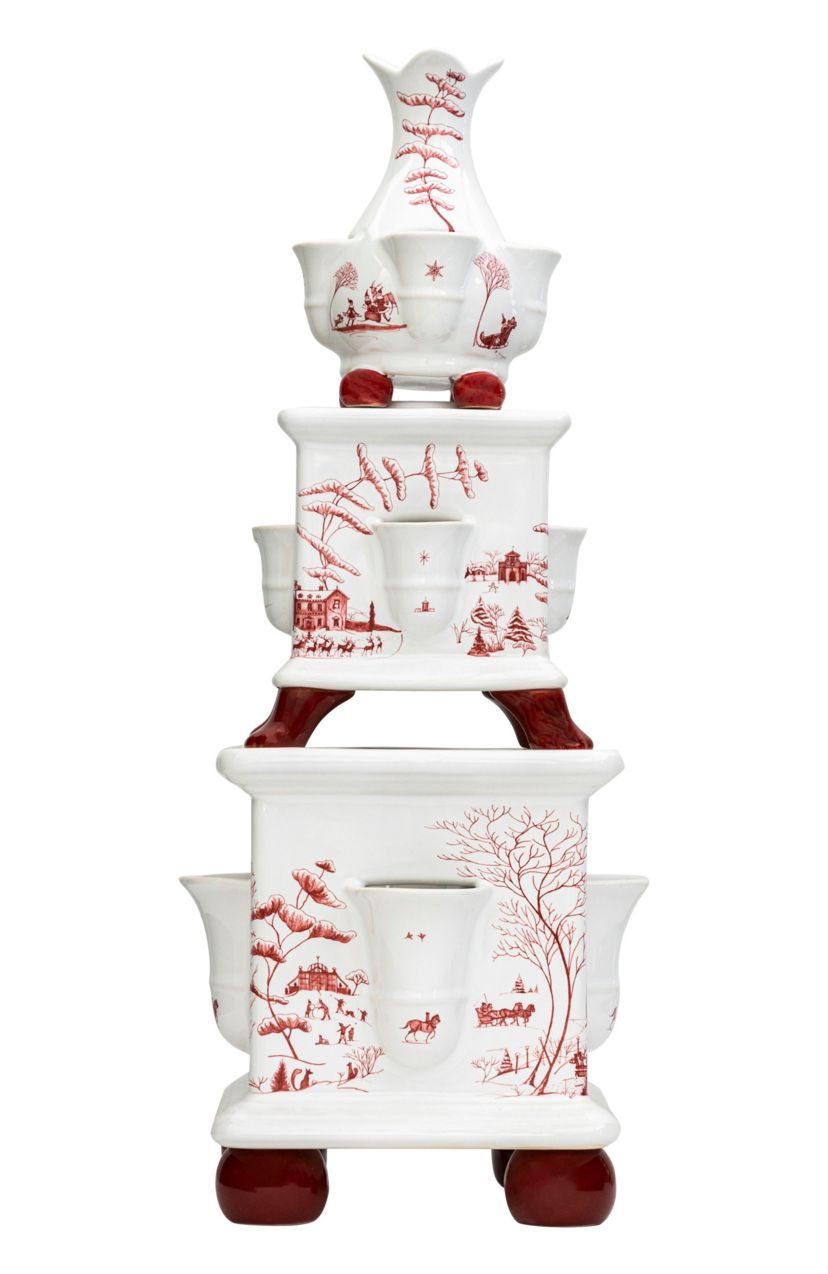 Country Estate Winter Frolic Tulipiere Tower Set/3pc