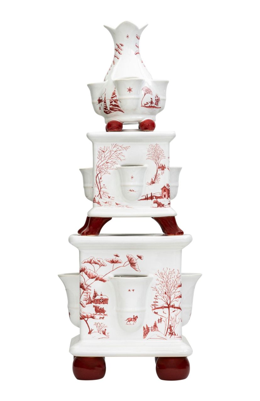 Country Estate Winter Frolic Tulipiere Tower Set/3pc