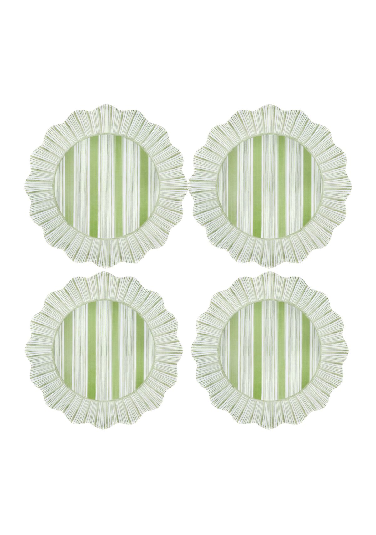 Set of 4 Cabana Stripe Melamine Dinner Plates