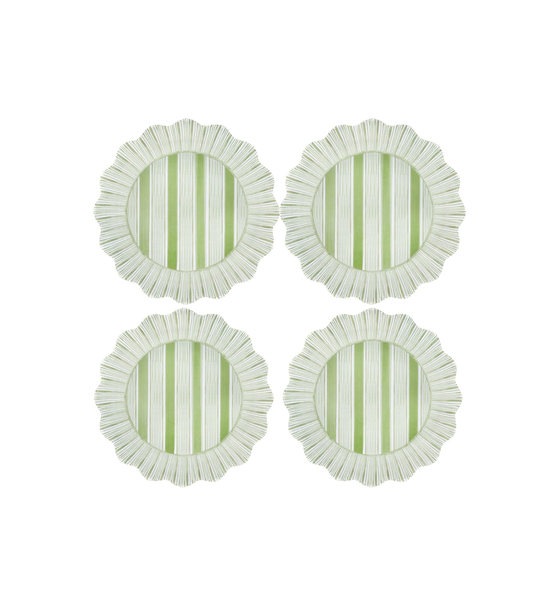Set of 4 Cabana Stripe Melamine Dinner Plates