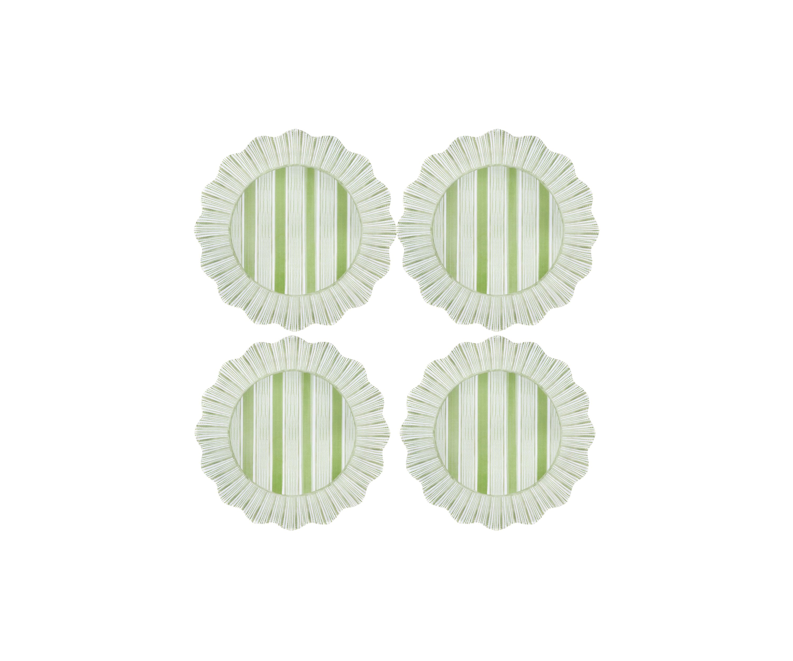 Set of 4 Cabana Stripe Melamine Dinner Plates