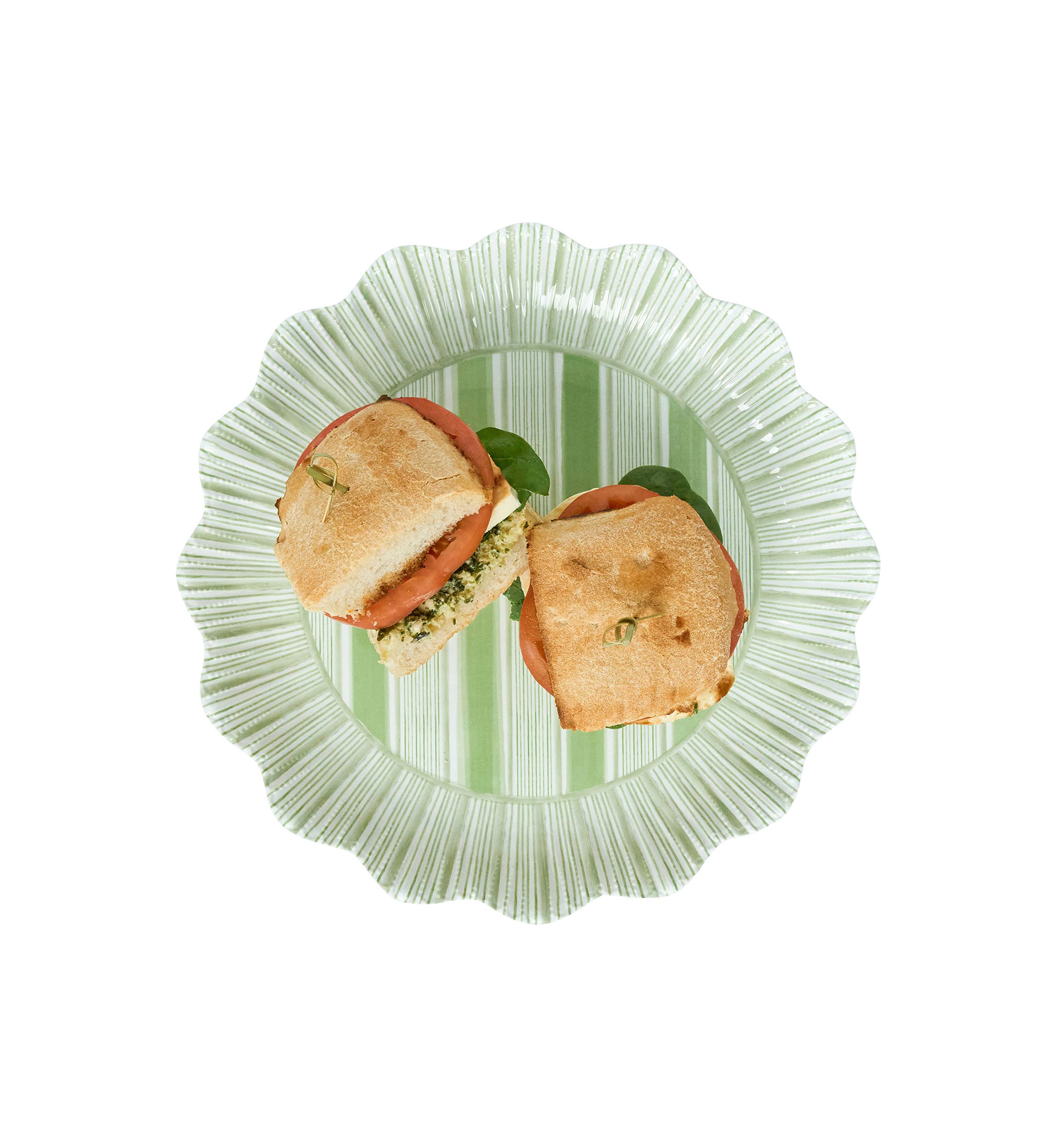 Set of 4 Cabana Stripe Melamine Dinner Plates