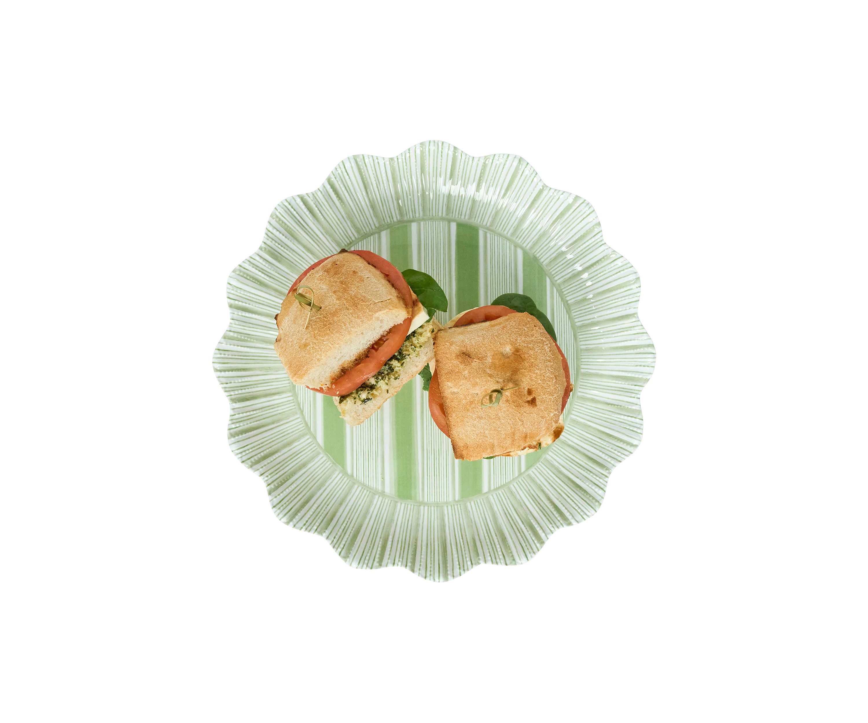 Set of 4 Cabana Stripe Melamine Dinner Plates
