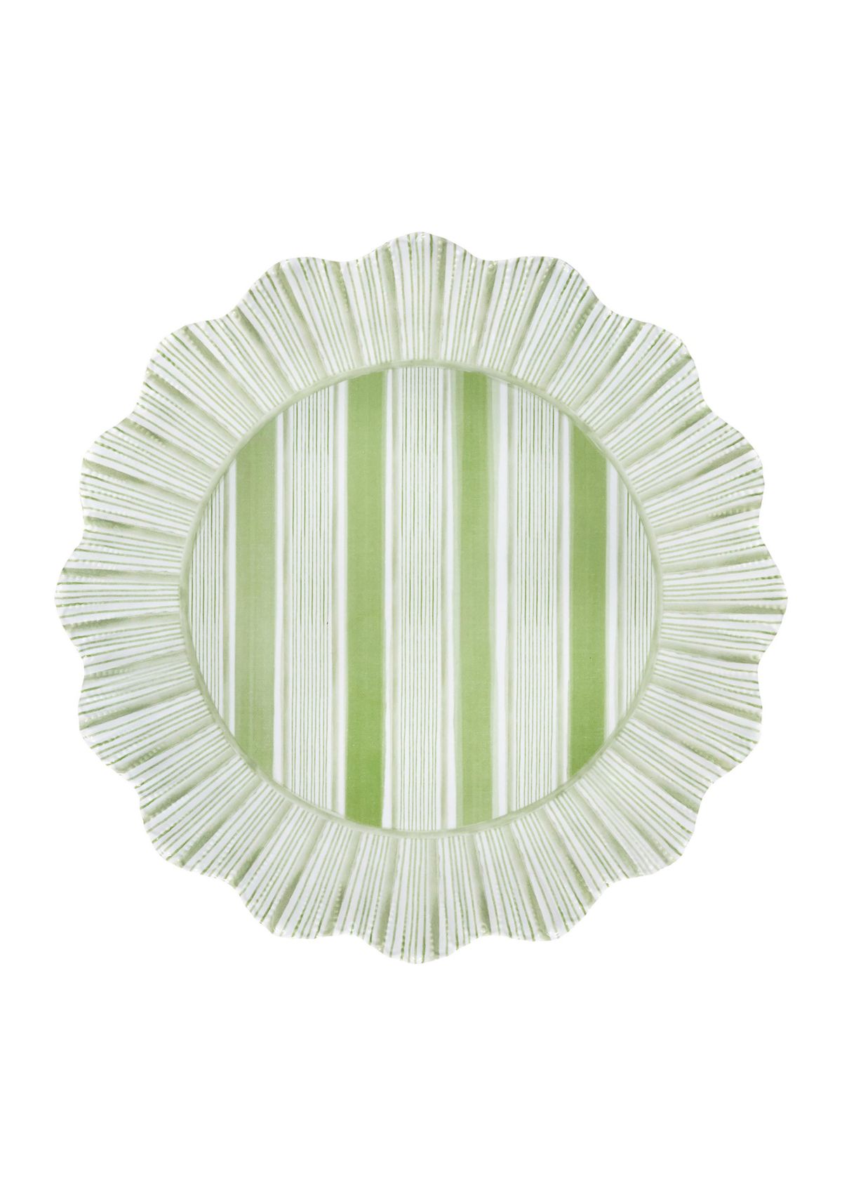 Set of 4 Cabana Stripe Melamine Dinner Plates