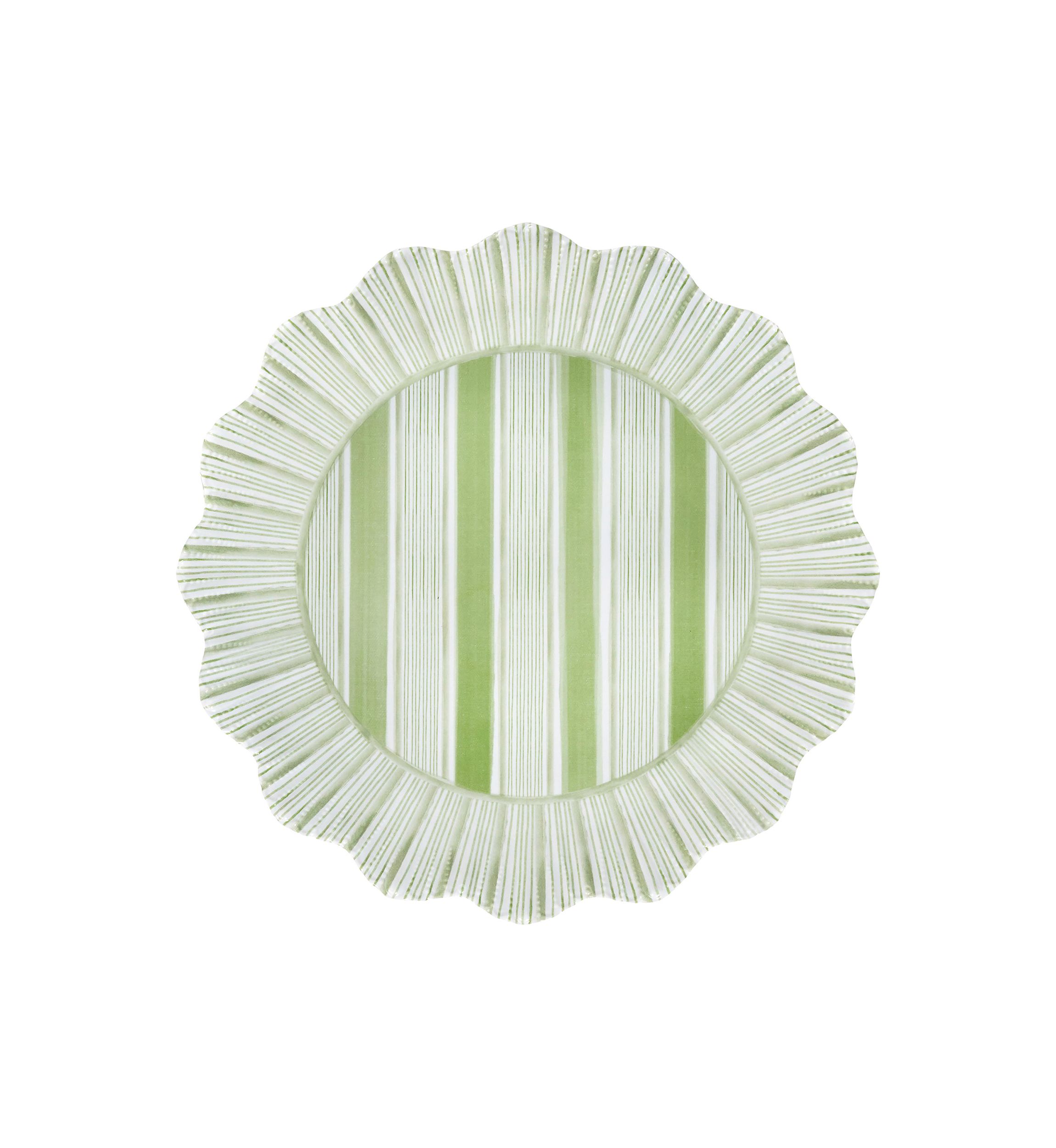 Set of 4 Cabana Stripe Melamine Dinner Plates