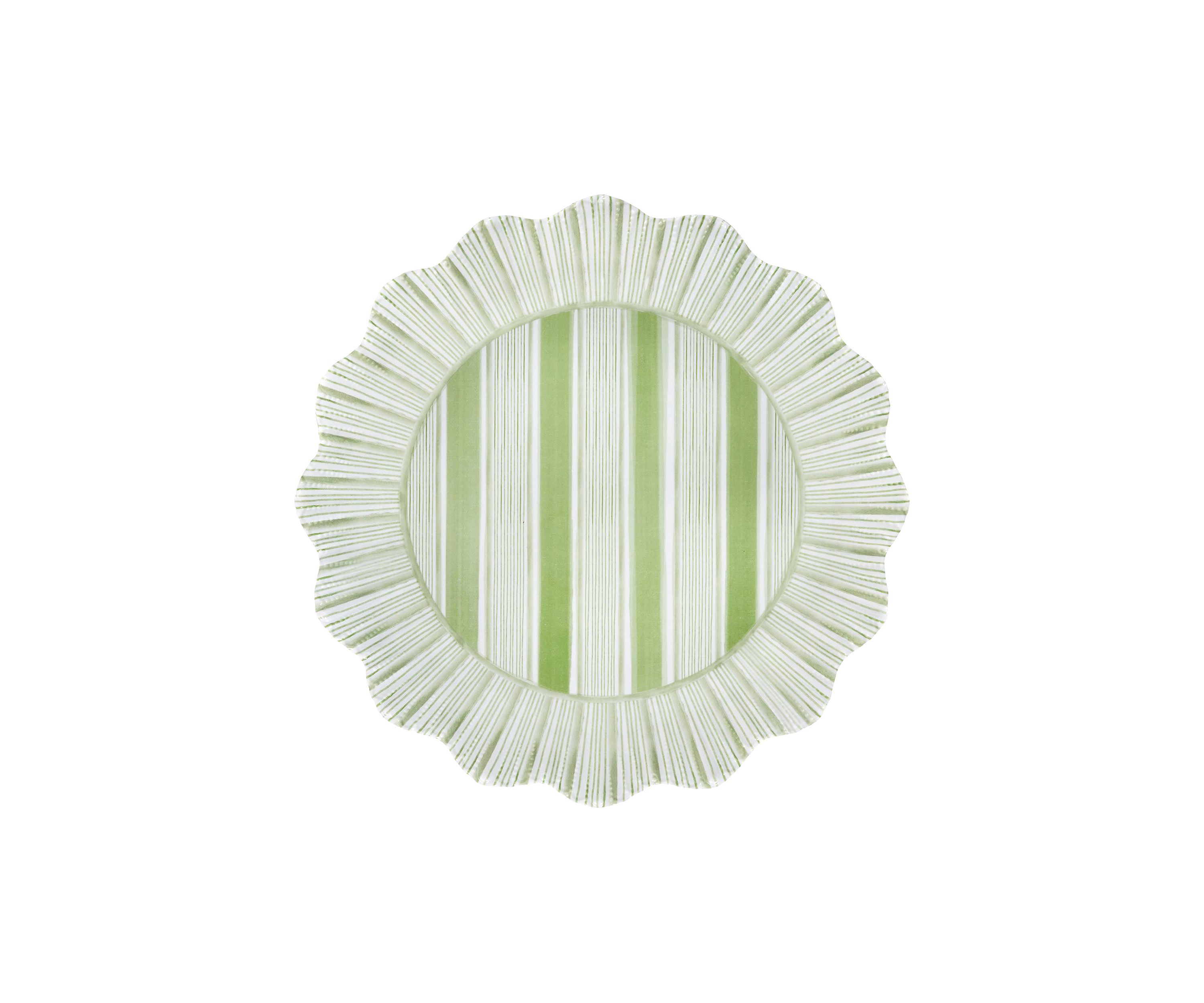 Set of 4 Cabana Stripe Melamine Dinner Plates