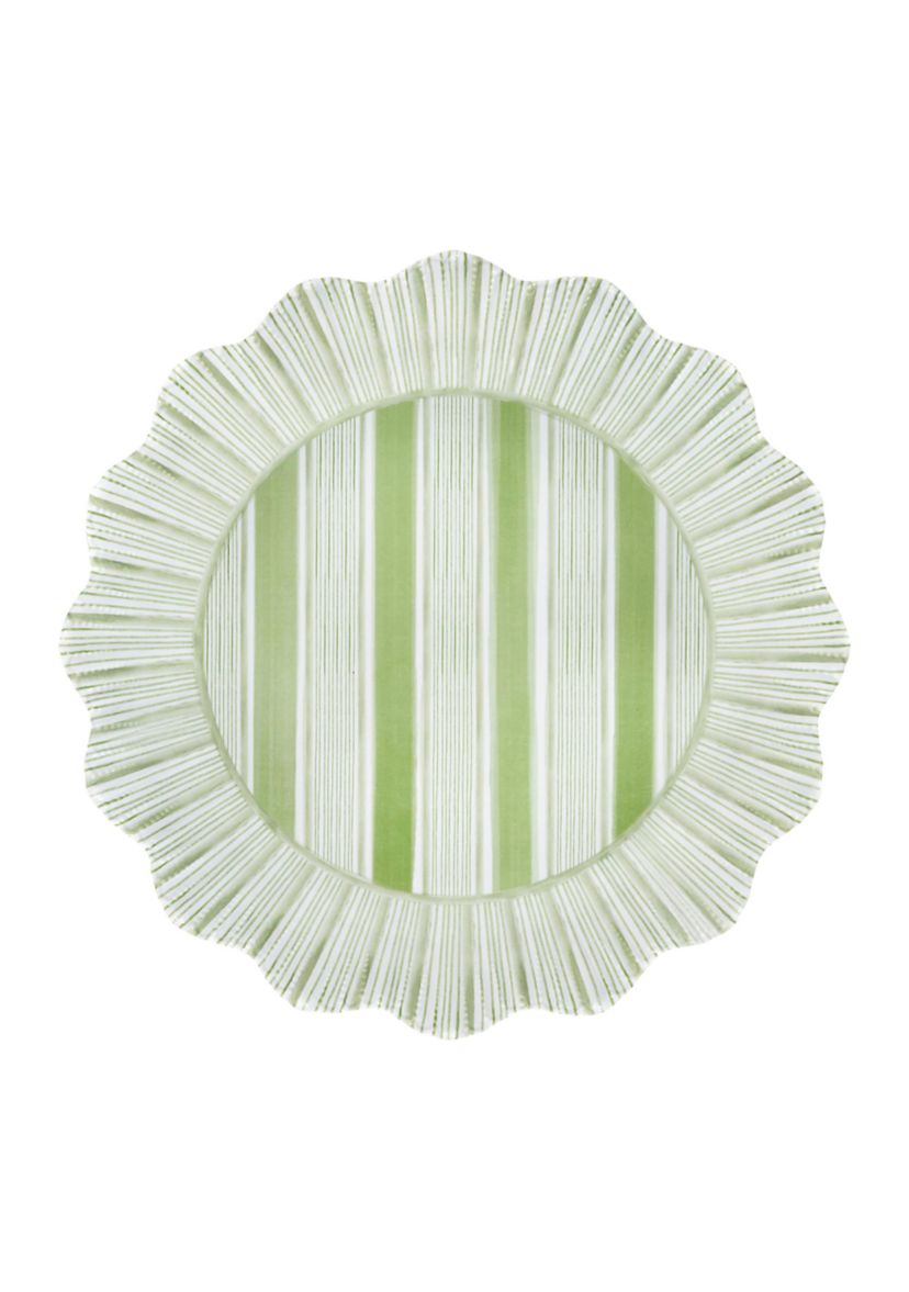 Set of 4 Cabana Stripe Melamine Dinner Plates