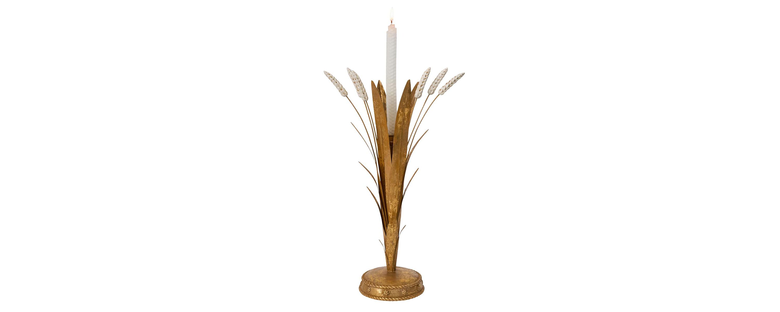 Forest Walk Wheat 17" Candlestick - Gold