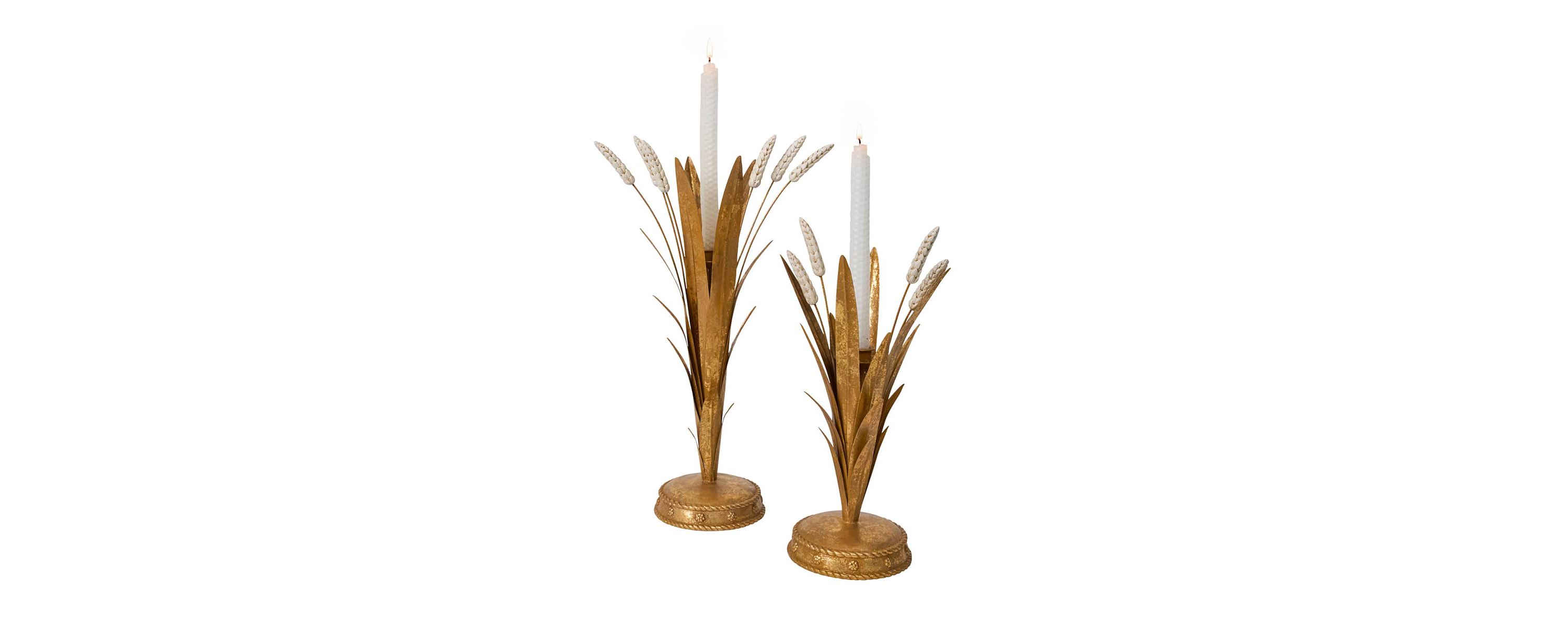 Forest Walk Wheat 17" Candlestick - Gold