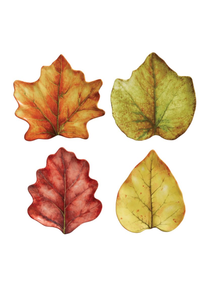 Forest Walk Leaf Cocktail Plate Set/4