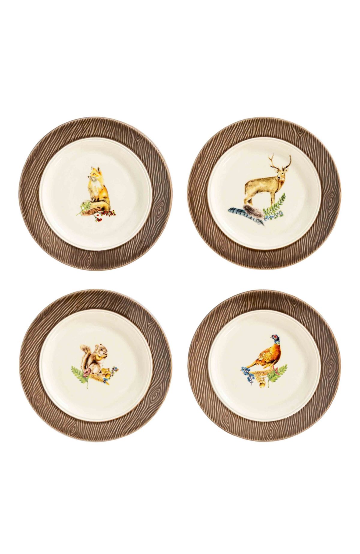 Forest Walk Animal Side/Cocktail Plate Assorted Set/4