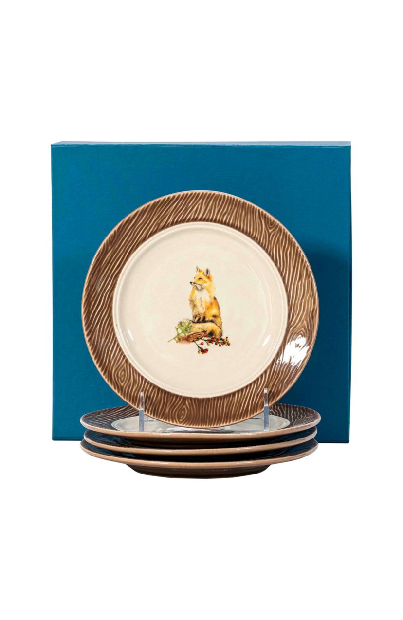 Forest Walk Animal Side/Cocktail Plate Assorted Set/4