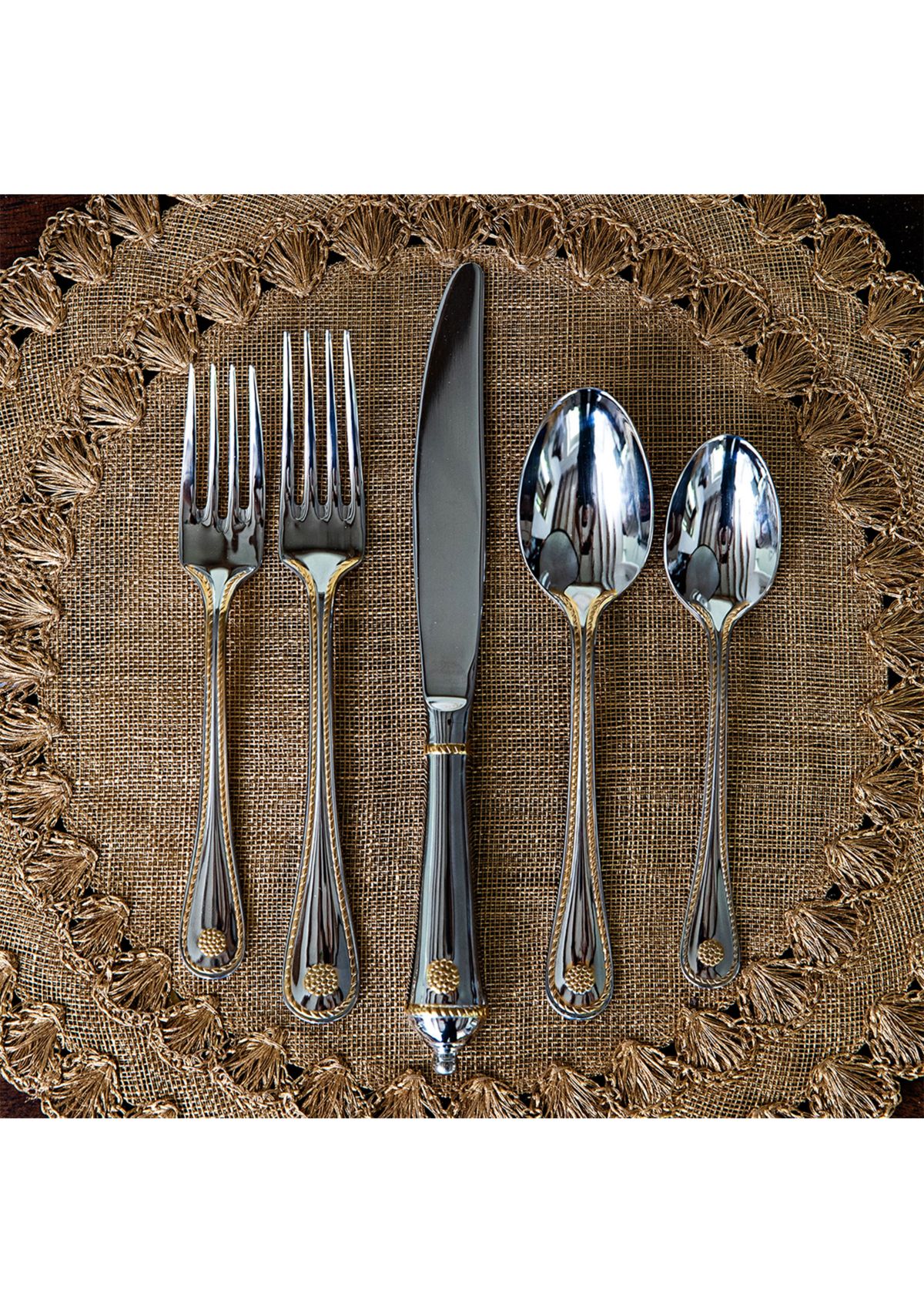 Berry & Thread Polished with Gold Accents Flatware