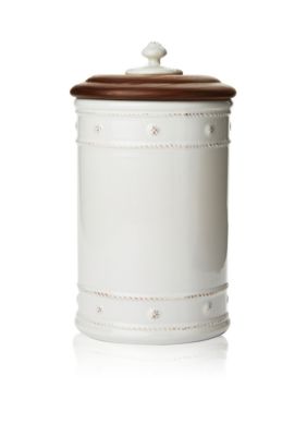 Berry & Thread Whitewash Canister with Wooden Lid