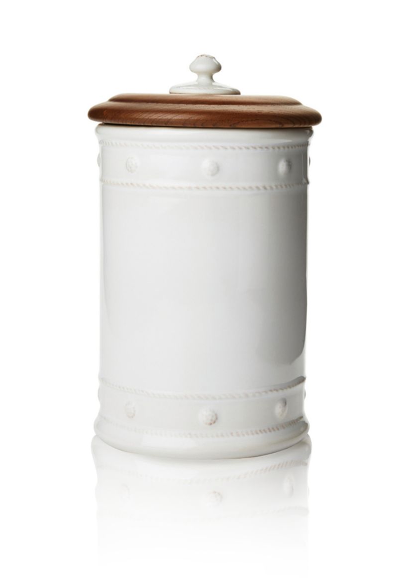 Berry & Thread Whitewash Canister with Wooden Lid