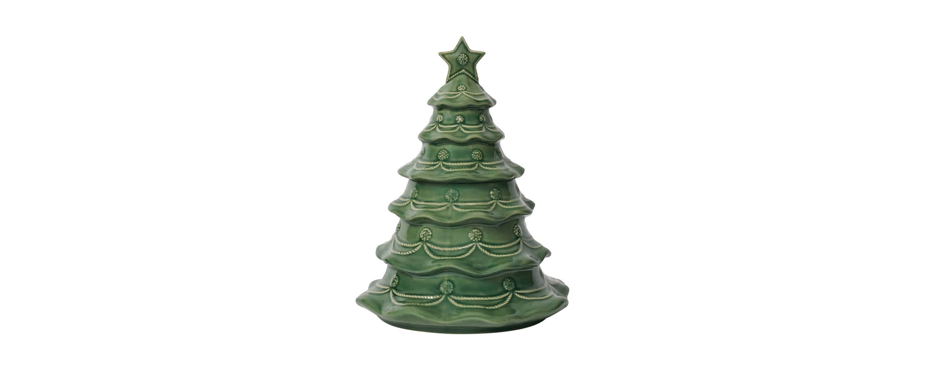 Berry & Thread Christmas Tree Cookie Jar With Lid - Basil