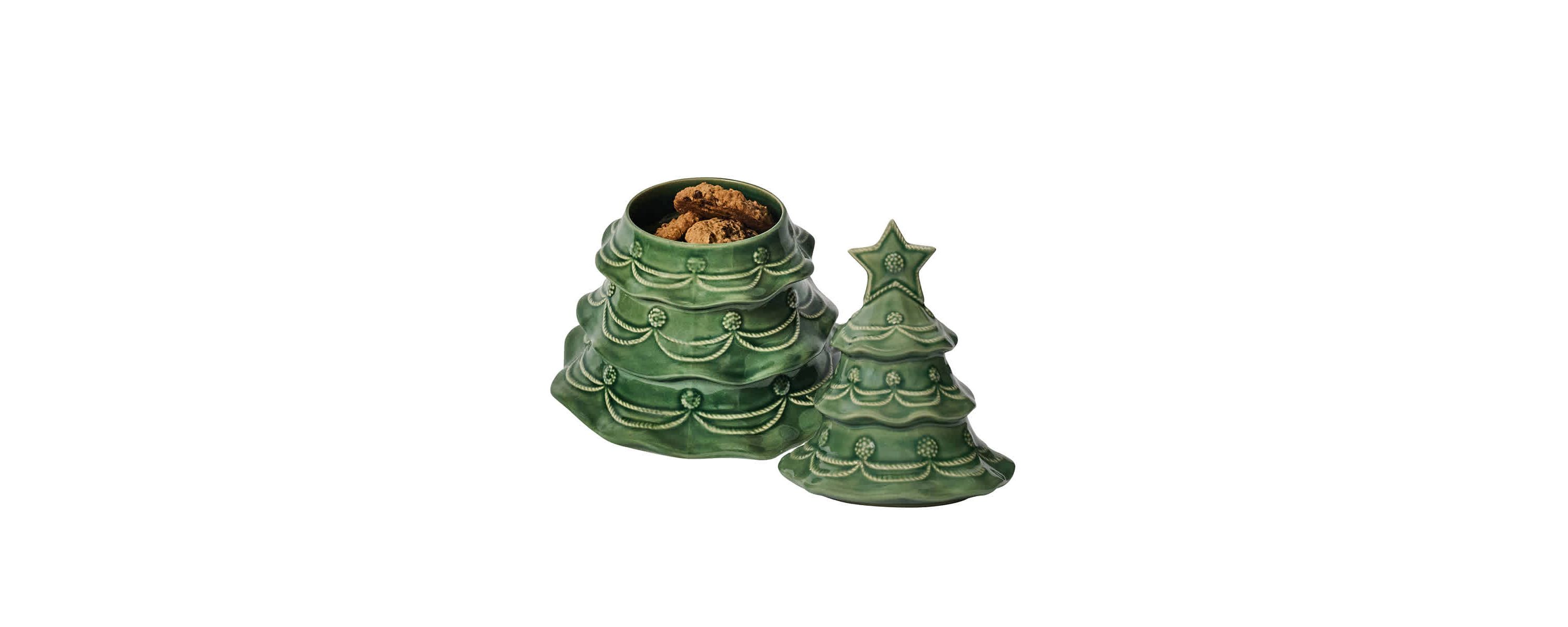 Berry & Thread Christmas Tree Cookie Jar With Lid - Basil