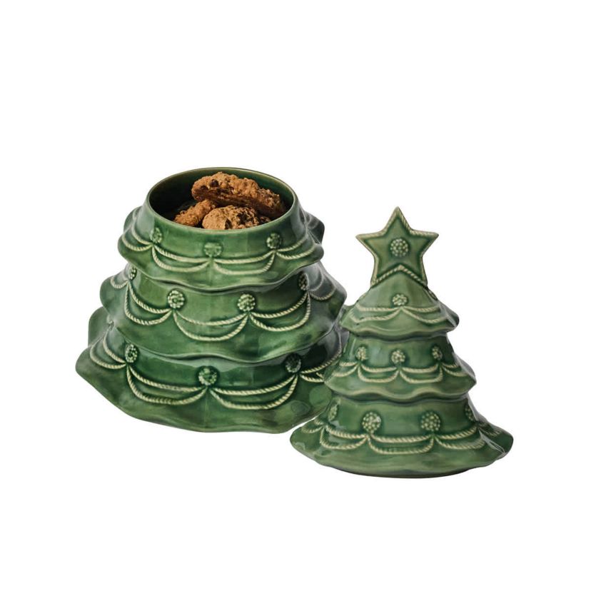 Berry & Thread Christmas Tree Cookie Jar With Lid - Basil