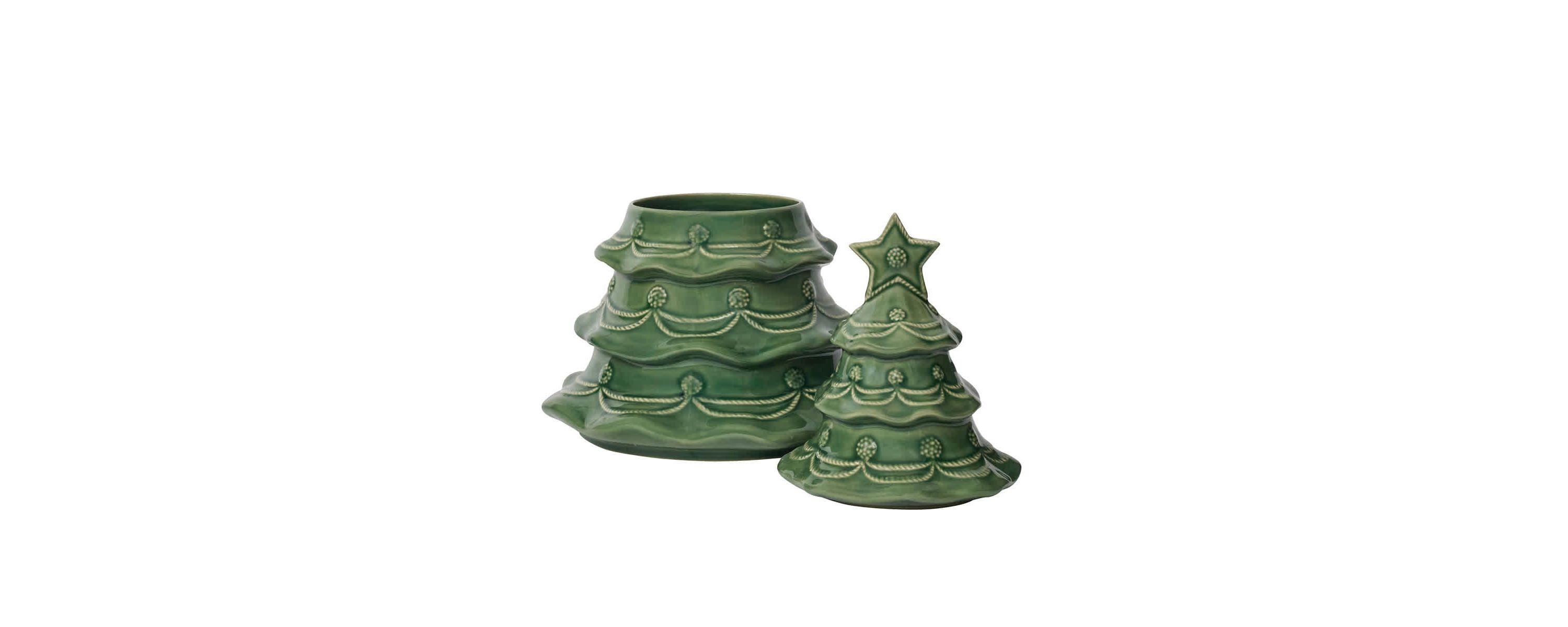 Berry & Thread Christmas Tree Cookie Jar With Lid - Basil