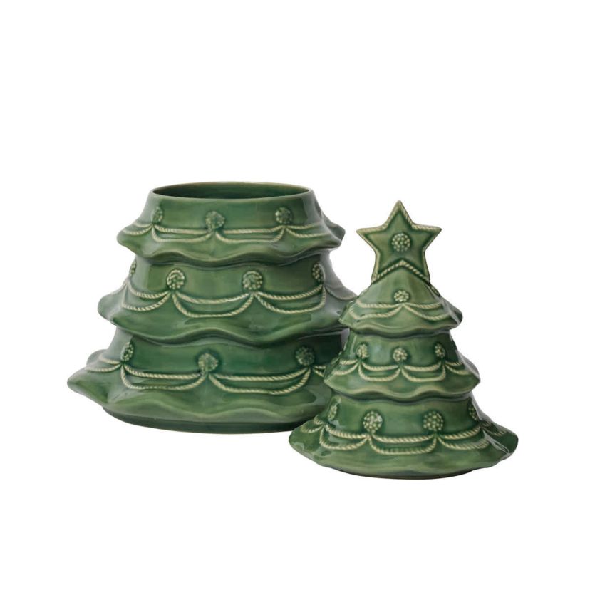 Berry & Thread Christmas Tree Cookie Jar With Lid - Basil